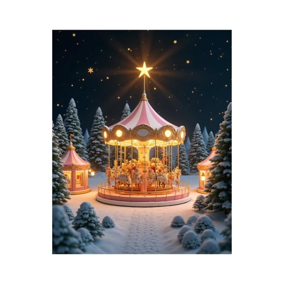 Paint By Numbers Kit for Adults Beginner - DIY Winter Carousel Night Canvas Painting Kits for Adults, Frameless Paint By Number for Adults for Home Wall Decor 16x20 Inch