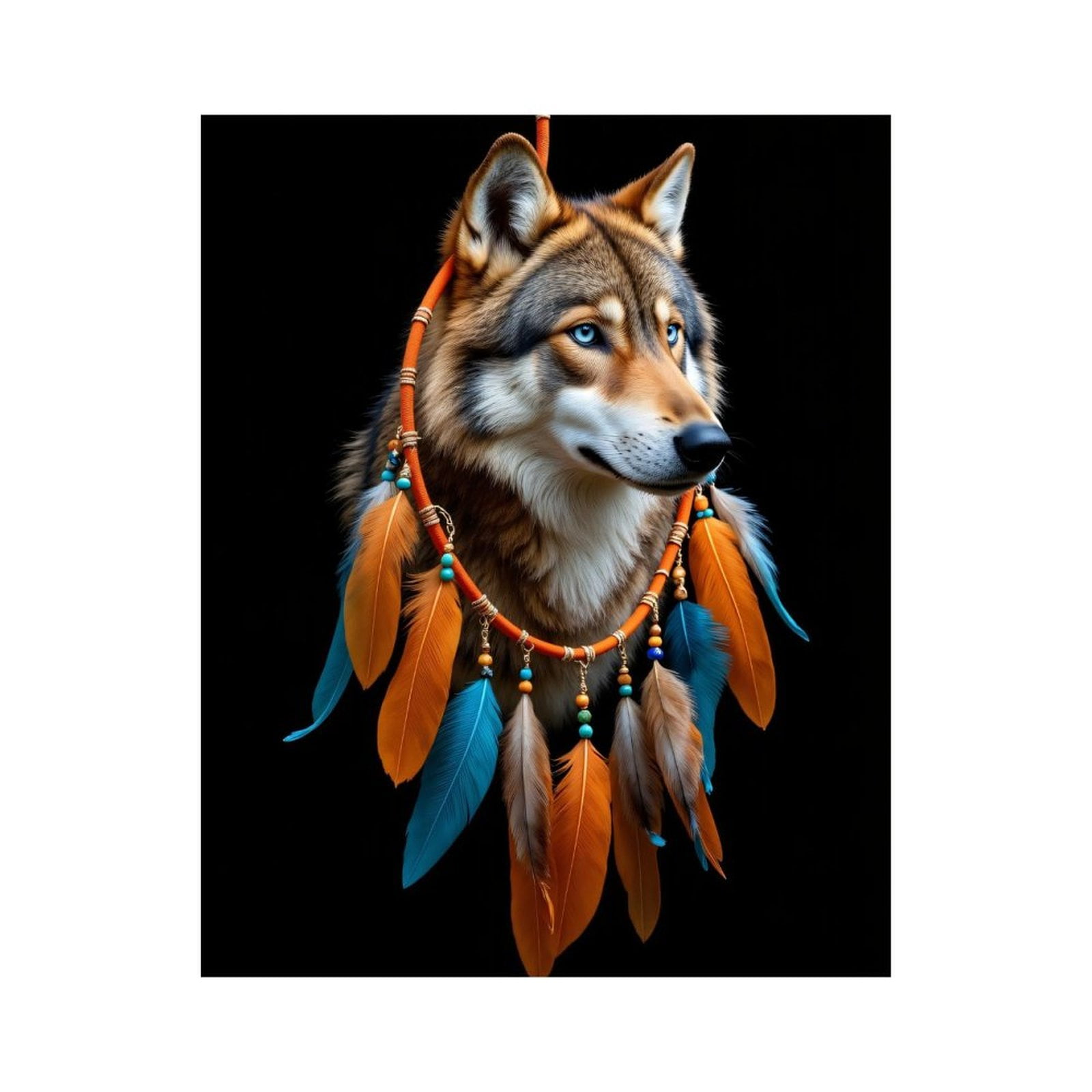 Paint By Numbers Kit for Adults Beginner - DIY Wolf Dreamcatcher Feathers Art Canvas Painting Kits for Adults, Frameless Paint By Number for Adults for Home Wall Decor 16x20 Inch