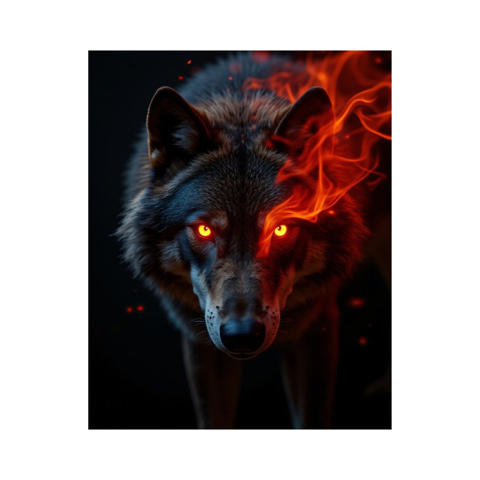 Paint By Numbers Kit for Adults Beginner - DIY Wolf Fire Eyes Flame Dark Canvas Painting Kits for Adults, Frameless Paint By Number for Adults for Home Wall Decor 16x20 Inch