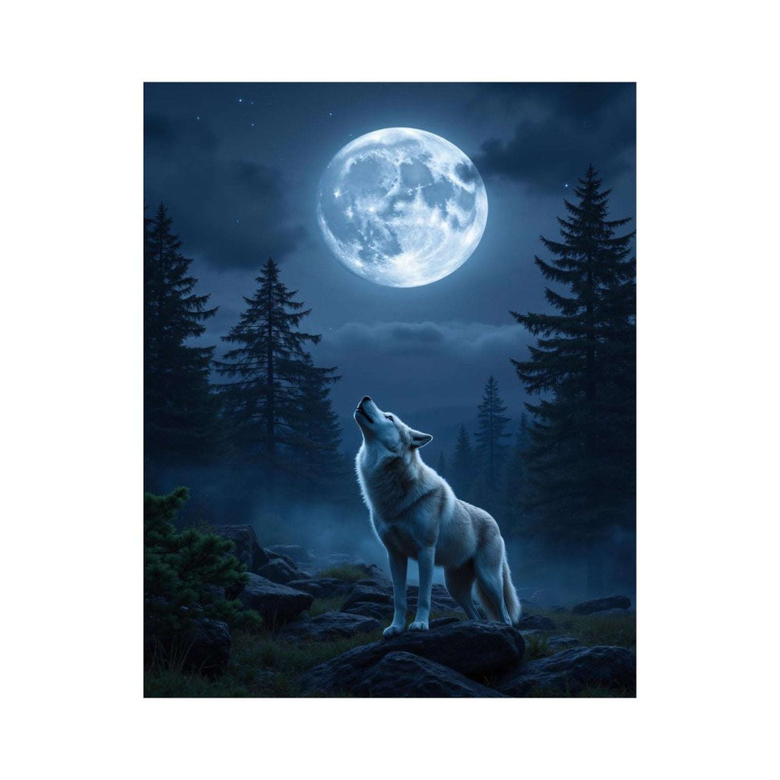 Paint By Numbers Kit for Adults Beginner - DIY Wolf Howling Night Full Moon Forest Canvas Painting Kits for Adults, Frameless Paint By Number for Adults for Home Wall Decor 16x20 Inch