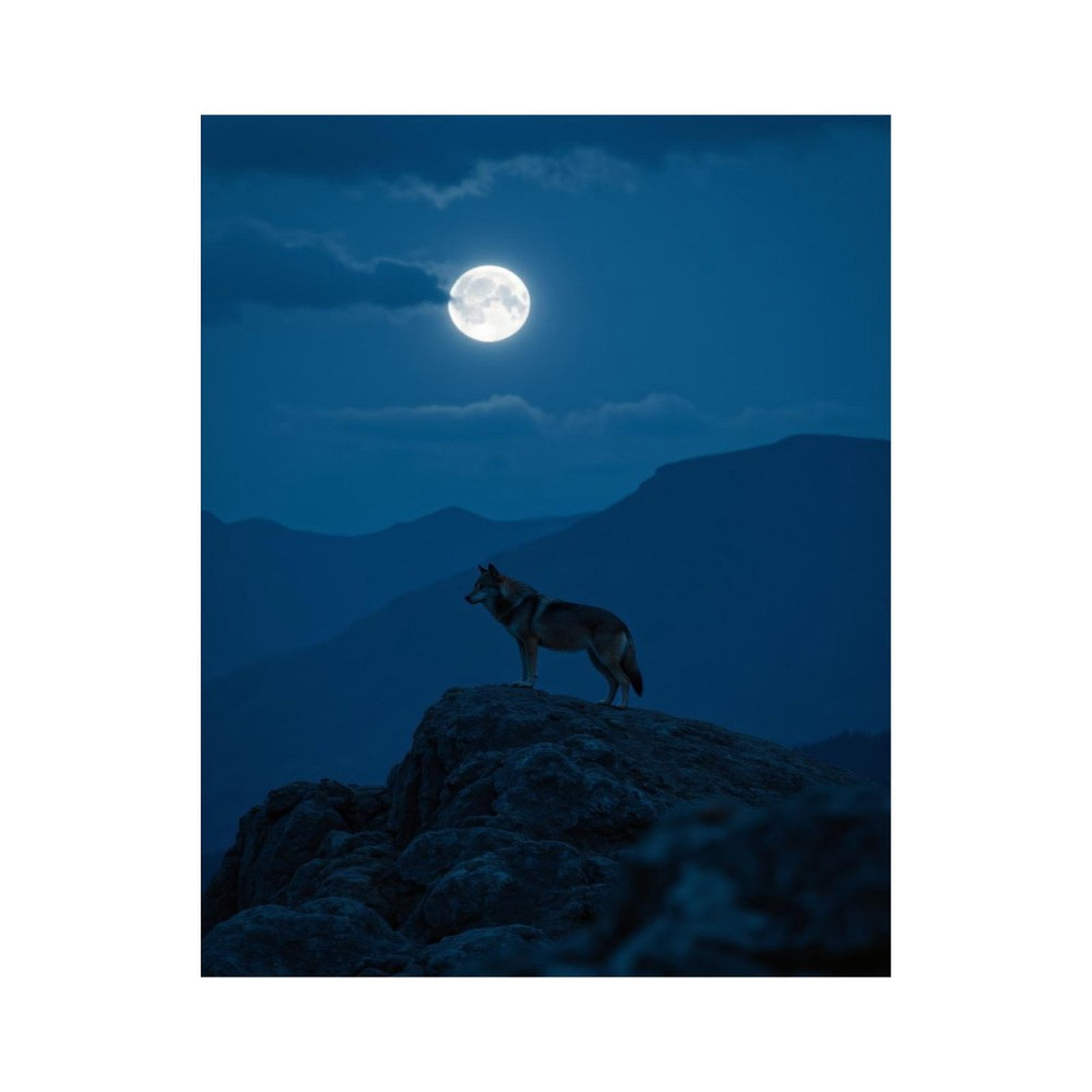 Paint By Numbers Kit for Adults Beginner - DIY Wolf On Rock Under Full Moon Canvas Painting Kits for Adults, Frameless Paint By Number for Adults for Home Wall Decor 16x20 Inch