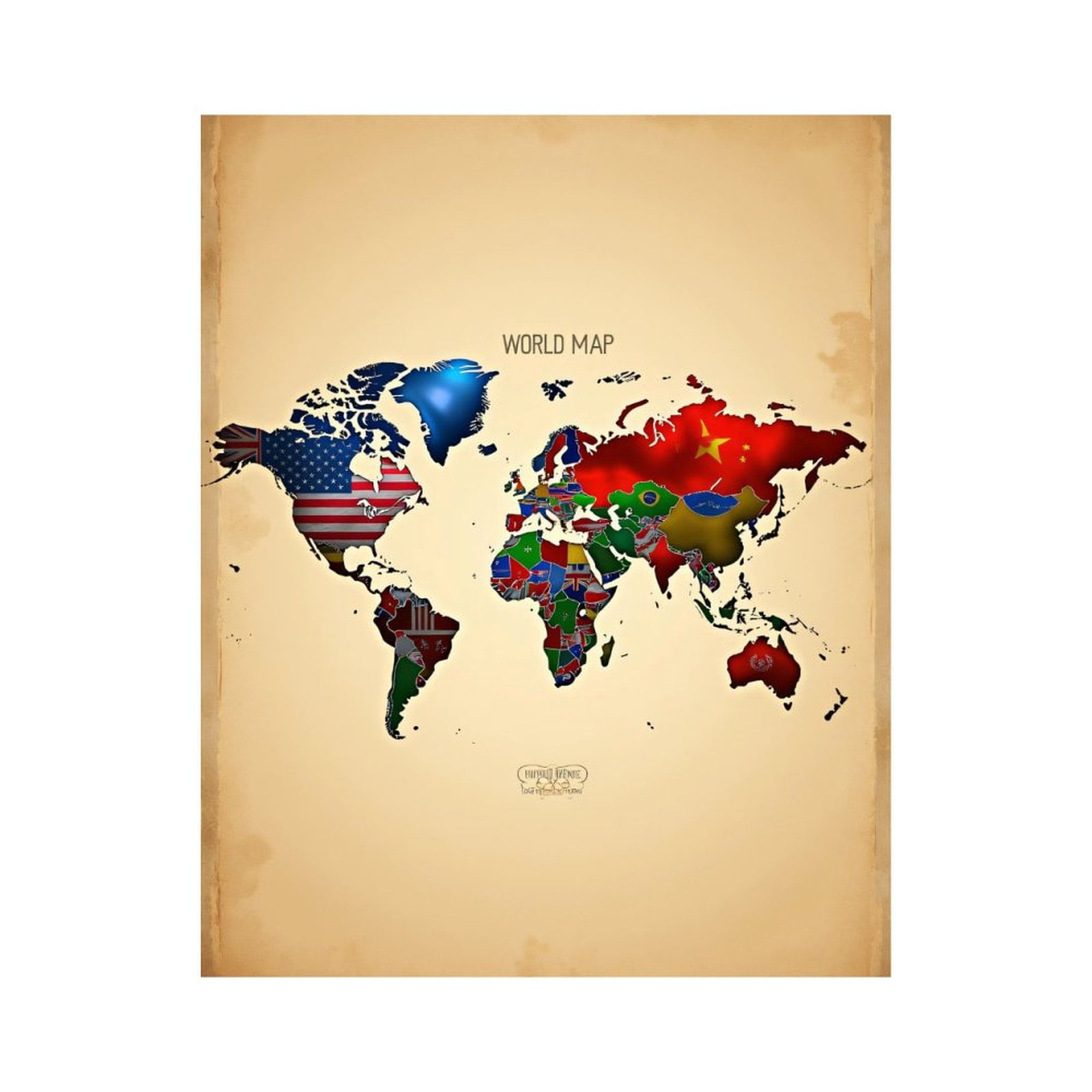 Paint By Numbers Kit for Adults Beginner - DIY World Map Flags Global Artwork Canvas Painting Kits for Adults, Frameless Paint By Number for Adults for Home Wall Decor 16x20 Inch