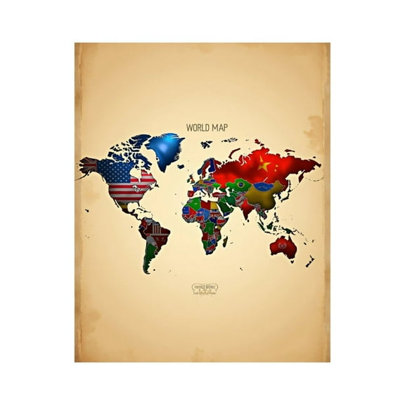 Paint By Numbers Kit for Adults Beginner - DIY World Map Flags Global Artwork Canvas Painting Kits for Adults, Frameless Paint By Number for Adults for Home Wall Decor 16x20 Inch