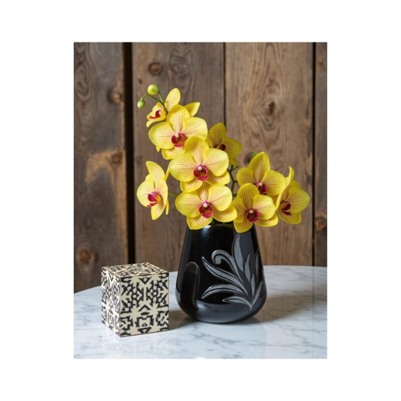 Paint By Numbers Kit for Adults Beginner - DIY Yellow Orchids Black Vase Tabletop Canvas Painting Kits for Adults, Frameless Paint By Number for Adults for Home Wall Decor 16x20 Inch