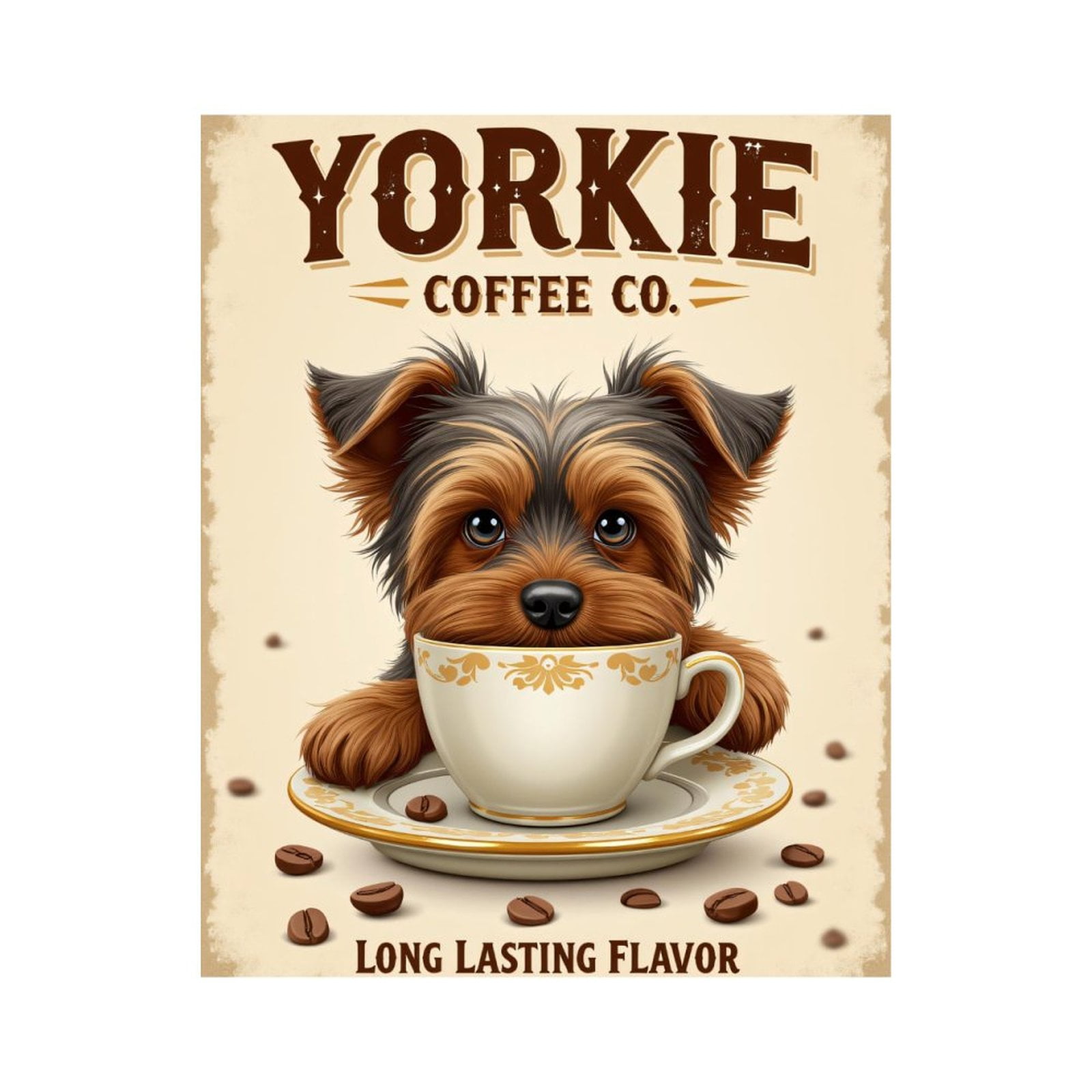 Paint By Numbers Kit for Adults Beginner - DIY Yorkie Coffee Pup Charming Cup Canvas Painting Kits for Adults, Frameless Paint By Number for Adults for Home Wall Decor 16x20 Inch