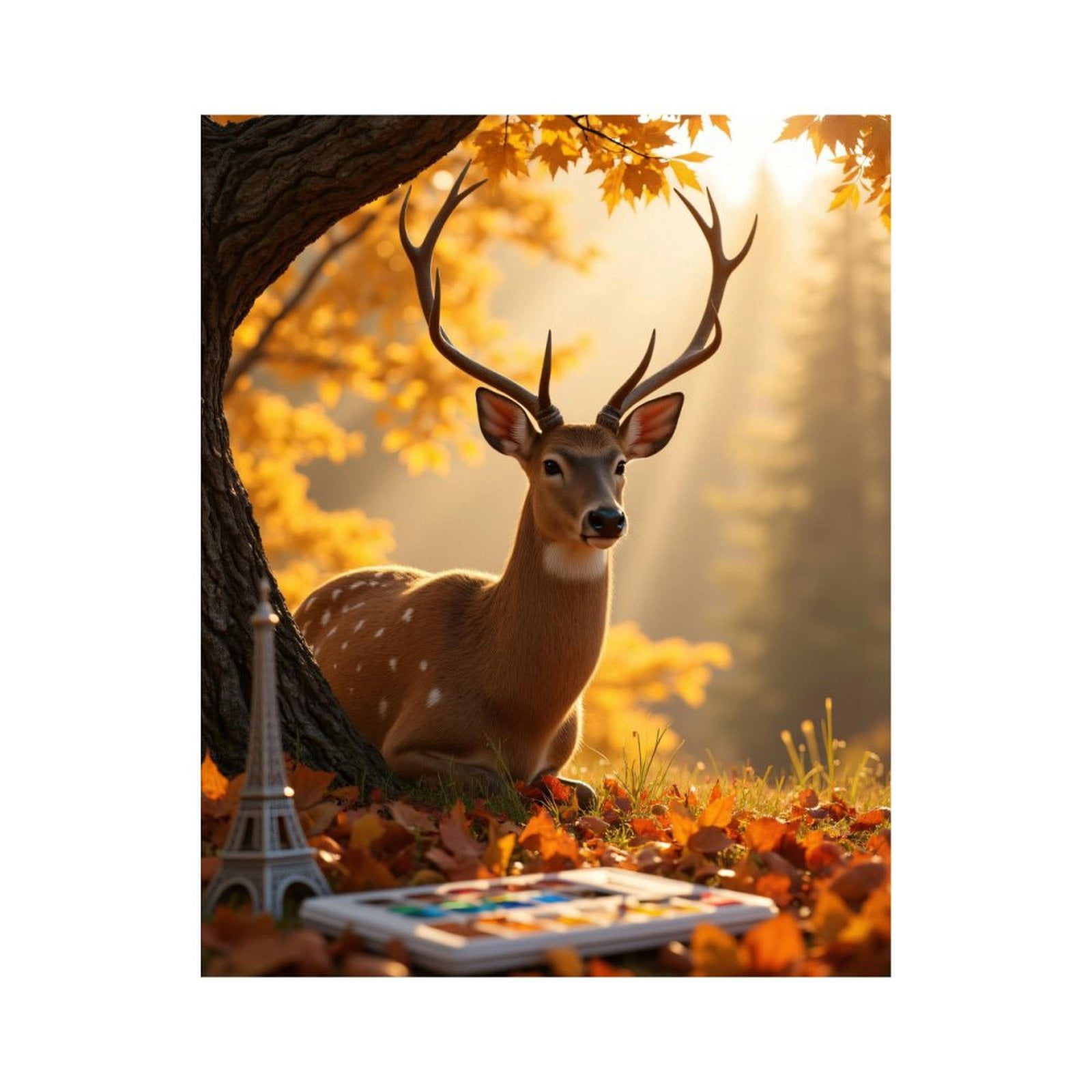 Paint By Numbers Kit for Adults Beginner - Deer Autumn Leaves Art Scene DIY Canvas Painting Kits for Adults, Frameless Paint By Number for Adults for Home Wall Decor 16x20 Inch