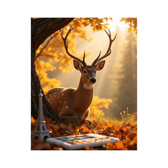 Paint By Numbers Kit for Adults Beginner - Deer Autumn Leaves Art Scene DIY Canvas Painting Kits for Adults, Frameless Paint By Number for Adults for Home Wall Decor 16x20 Inch