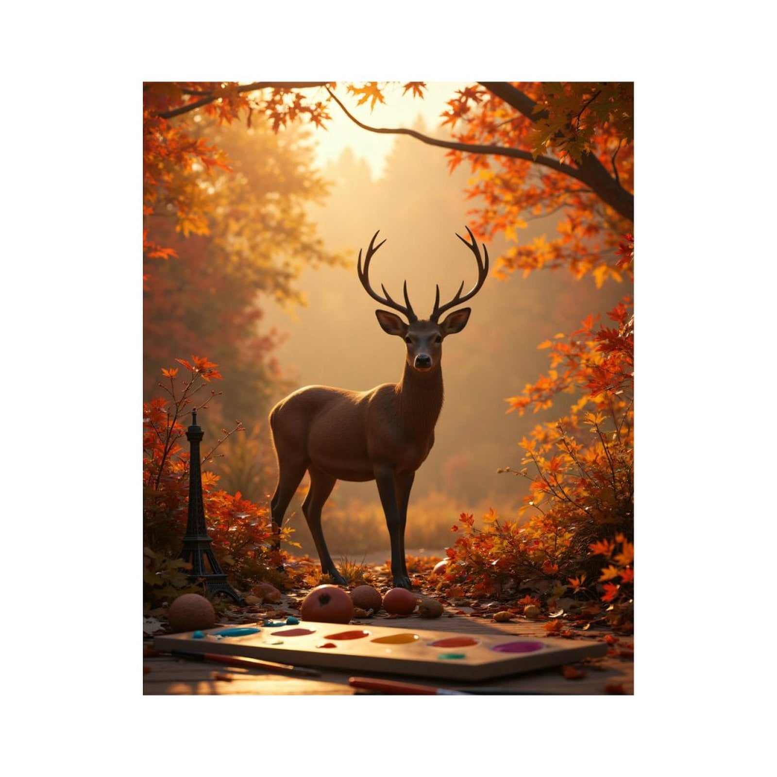 Paint By Numbers Kit for Adults Beginner - Deer Autumn Leaves Art Supplies DIY Canvas Painting Kits for Adults, Frameless Paint By Number for Adults for Home Wall Decor 16x20 Inch