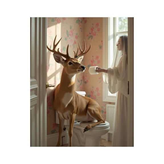 Paint By Numbers Kit for Adults Beginner - Deer Bathroom Surreal Art Scene DIY Canvas Painting Kits for Adults, Frameless Paint By Number for Adults for Home Wall Decor 16x20 Inch