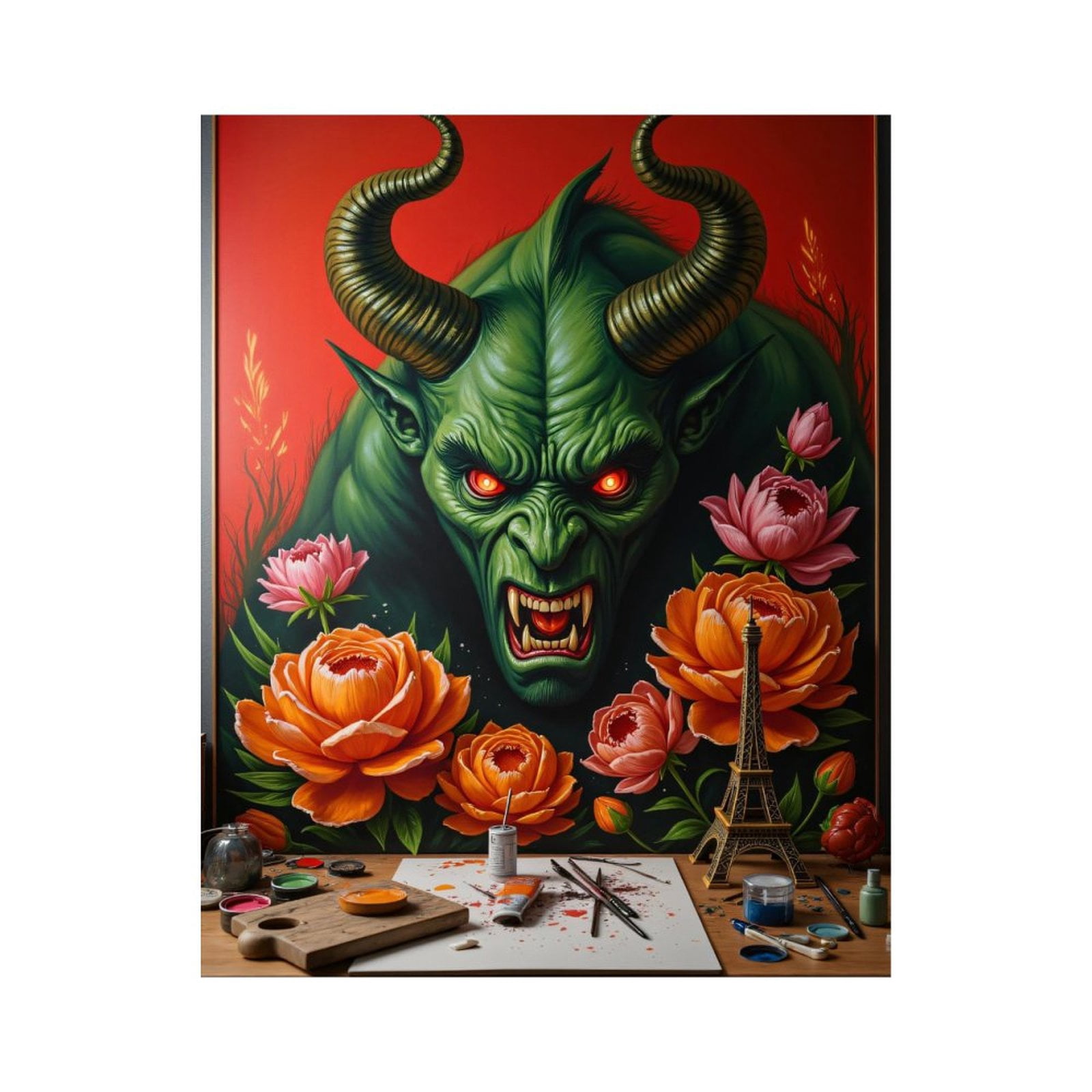 Paint By Numbers Kit for Adults Beginner - Demon Painting Flowers Workshop Art DIY Canvas Painting Kits for Adults, Frameless Paint By Number for Adults for Home Wall Decor 16x20 Inch