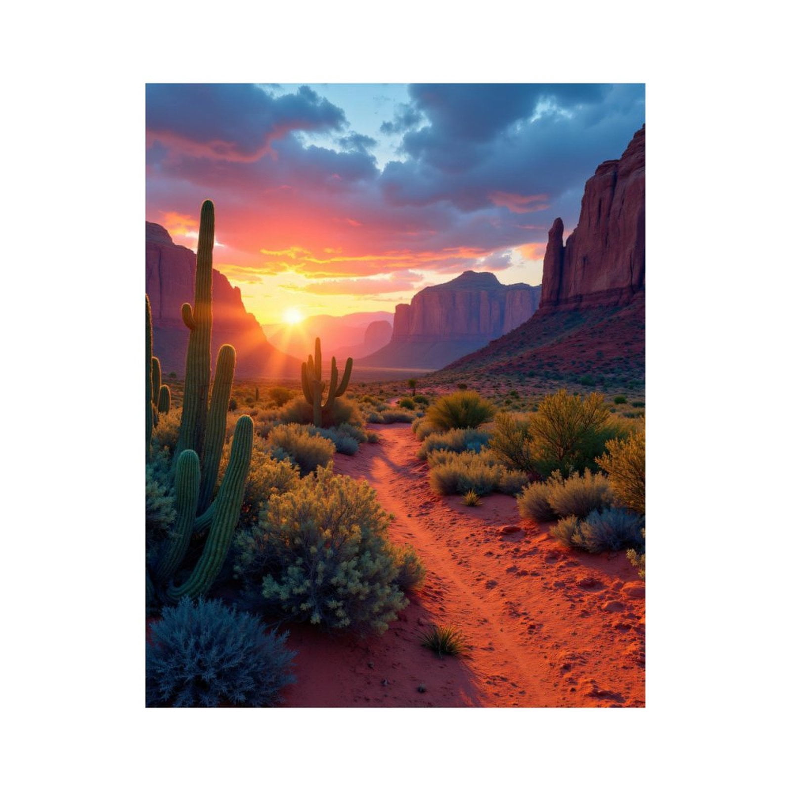 Paint By Numbers Kit for Adults Beginner - Desert Sunrise Cactus Trail Beauty DIY Canvas Painting Kits for Adults, Frameless Paint By Number for Adults for Home Wall Decor 16x20 Inch