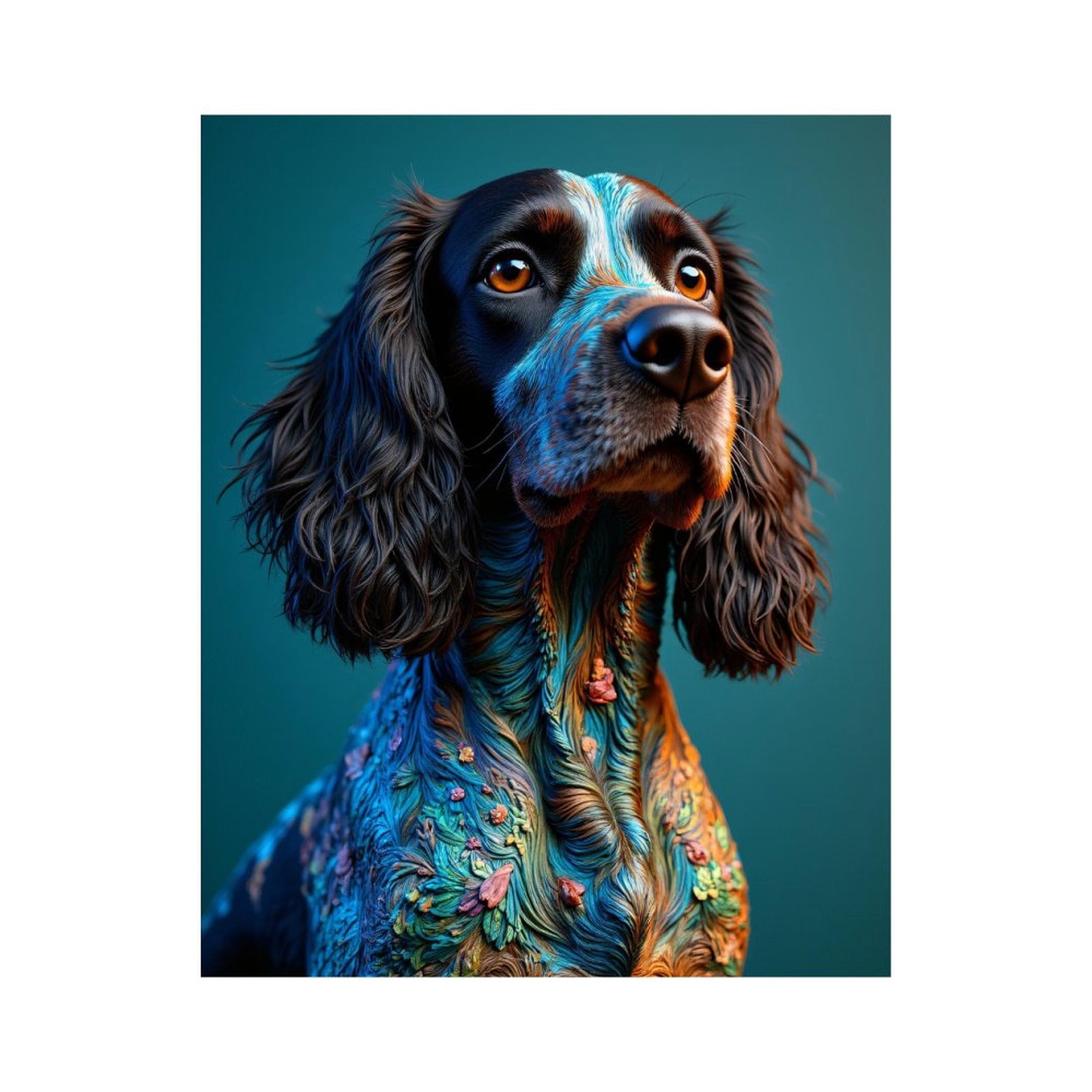 Paint By Numbers Kit for Adults Beginner - Dog Colorful Floral Art Design DIY Canvas Painting Kits for Adults, Frameless Paint By Number for Adults for Home Wall Decor 16x20 Inch