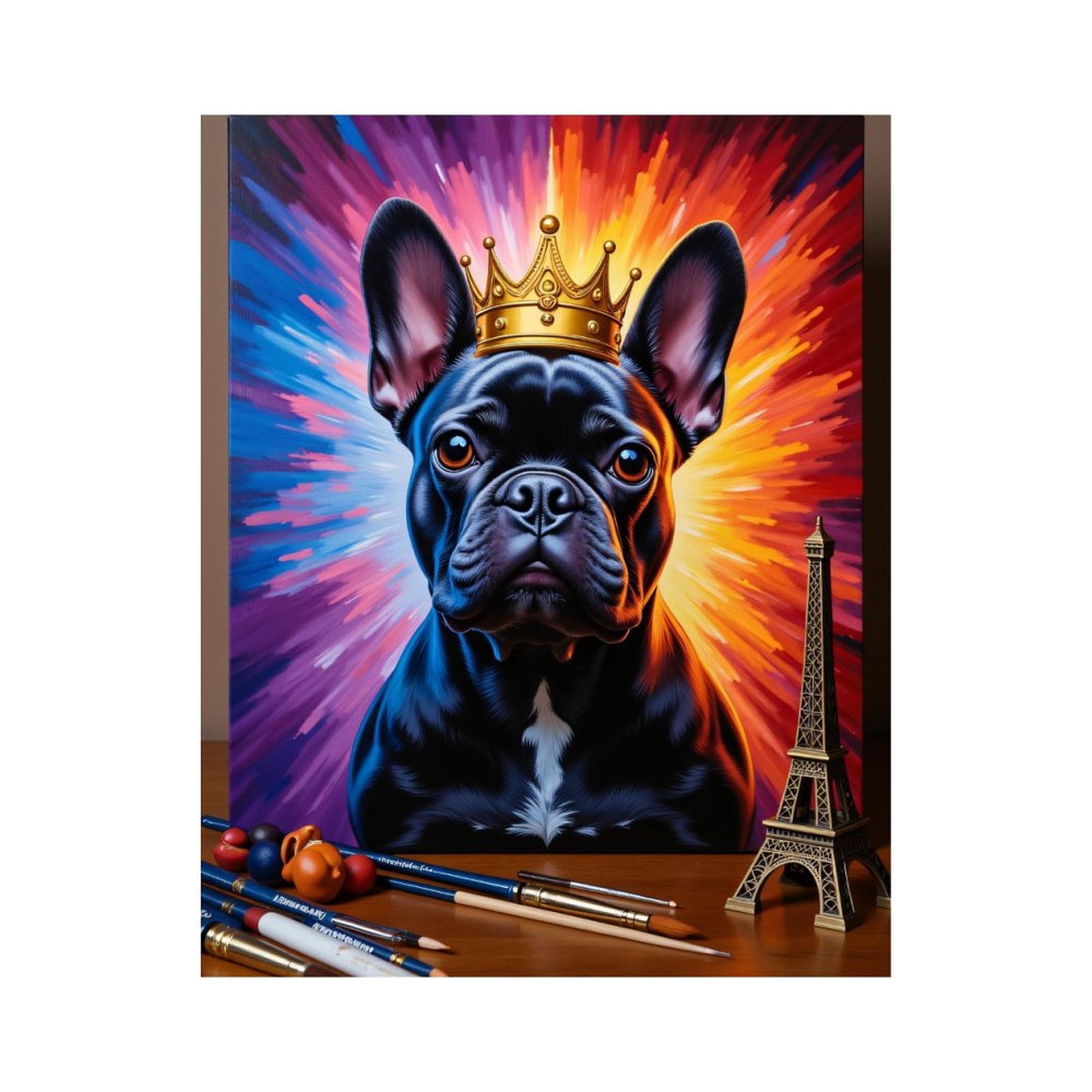 Paint By Numbers Kit for Adults Beginner - Dog Crown Art Paris Eiffel Painting DIY Canvas Painting Kits for Adults, Frameless Paint By Number for Adults for Home Wall Decor 16x20 Inch