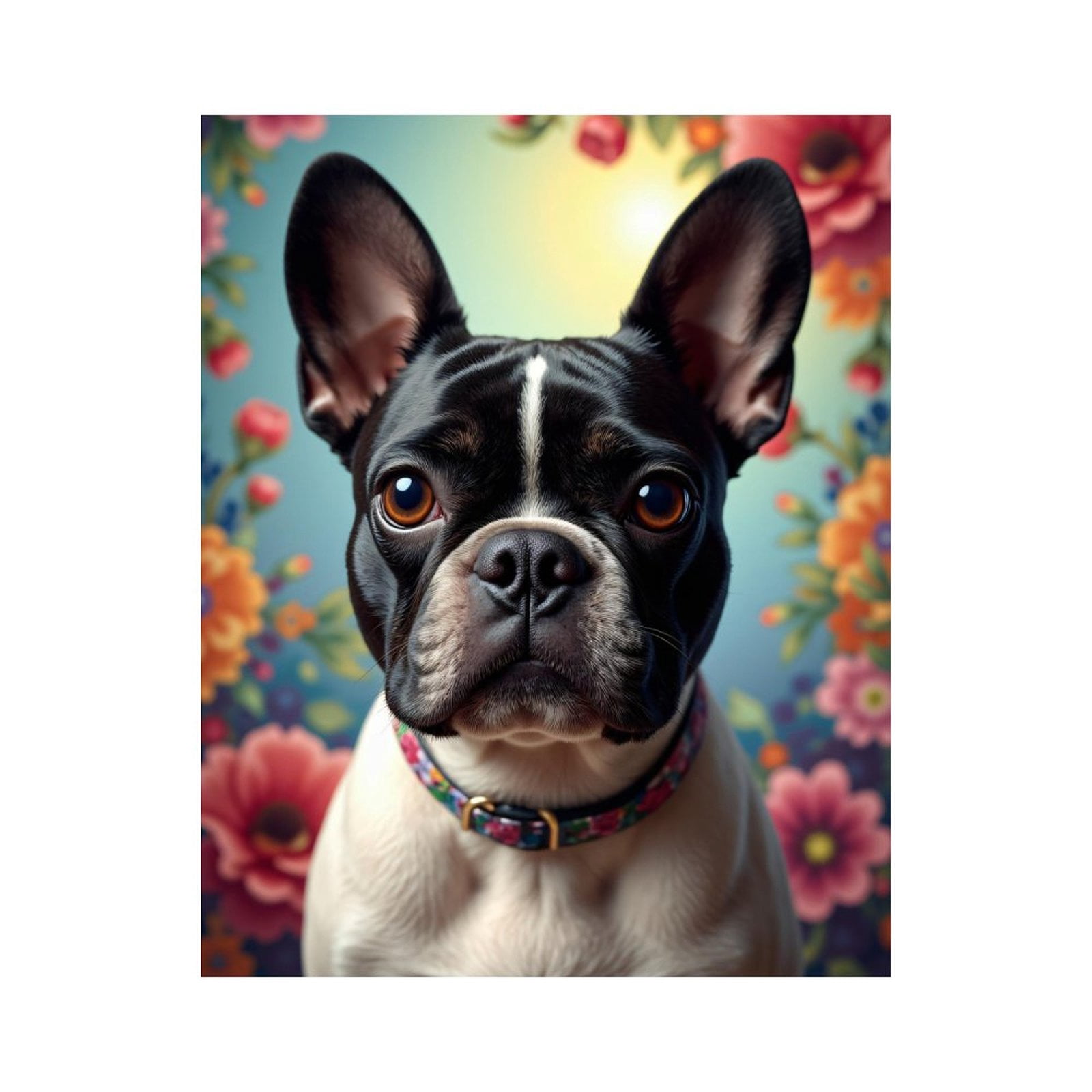 Paint By Numbers Kit for Adults Beginner - Dog Floral Background Pug Art DIY Canvas Painting Kits for Adults, Frameless Paint By Number for Adults for Home Wall Decor 16x20 Inch