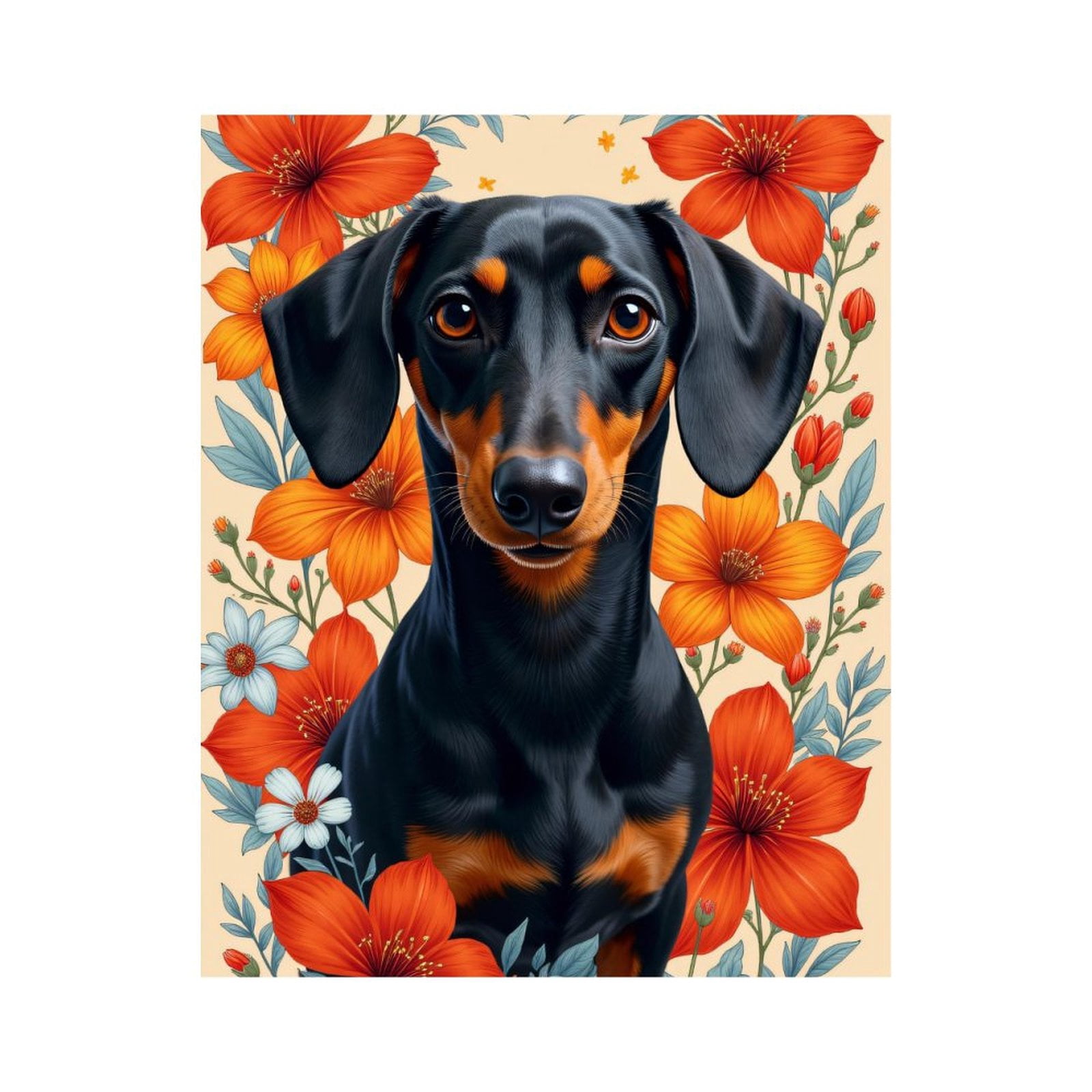 Paint By Numbers Kit for Adults Beginner - Dog Floral Portrait Art Flowers DIY Canvas Painting Kits for Adults, Frameless Paint By Number for Adults for Home Wall Decor 16x20 Inch