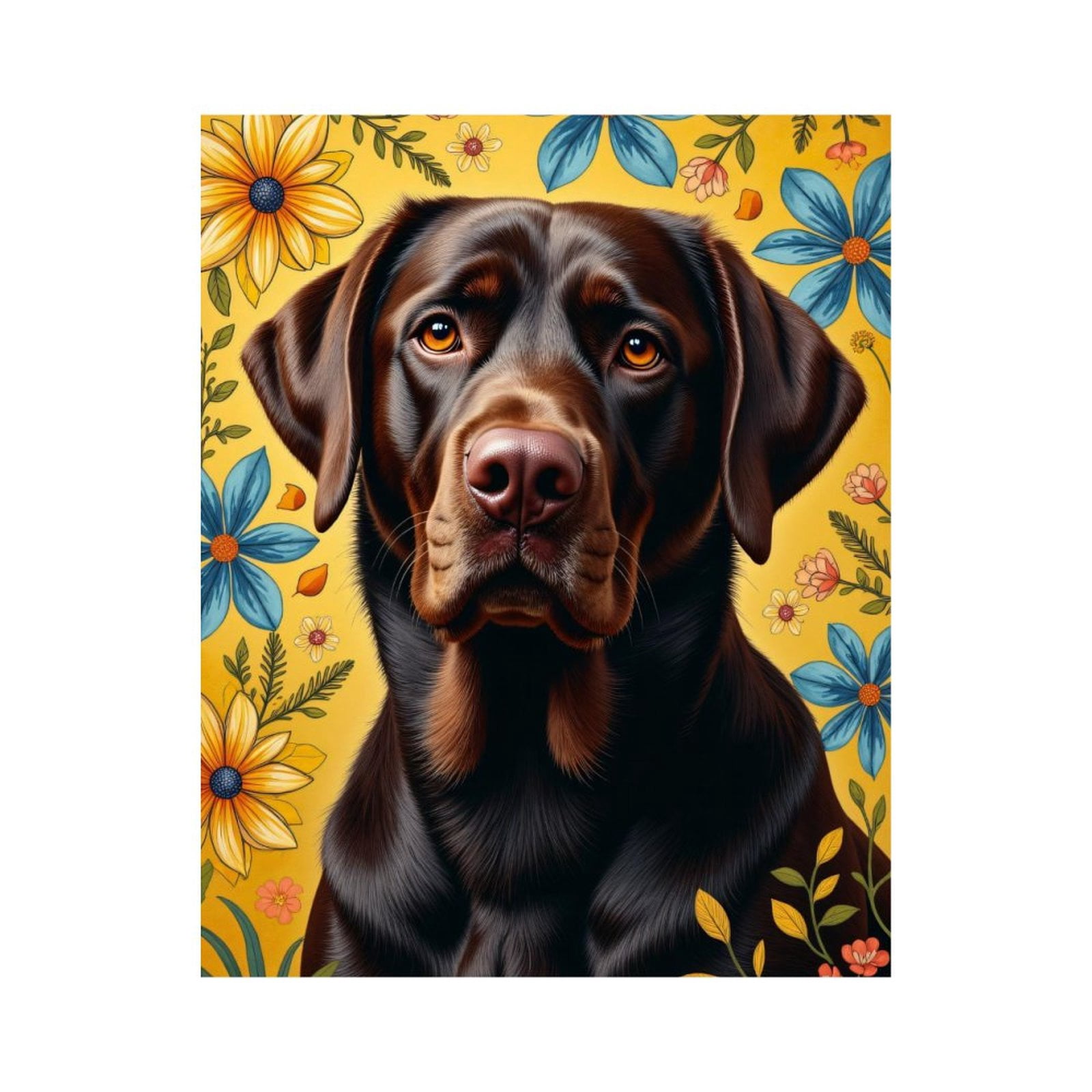 Paint By Numbers Kit for Adults Beginner - Dog Floral Portrait Art Yellow DIY Canvas Painting Kits for Adults, Frameless Paint By Number for Adults for Home Wall Decor 16x20 Inch