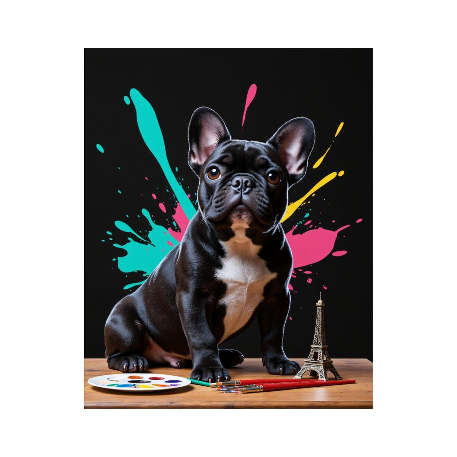 Paint By Numbers Kit for Adults Beginner - Dog Paint Eiffel Splatter Art DIY Canvas Painting Kits for Adults, Frameless Paint By Number for Adults for Home Wall Decor 16x20 Inch