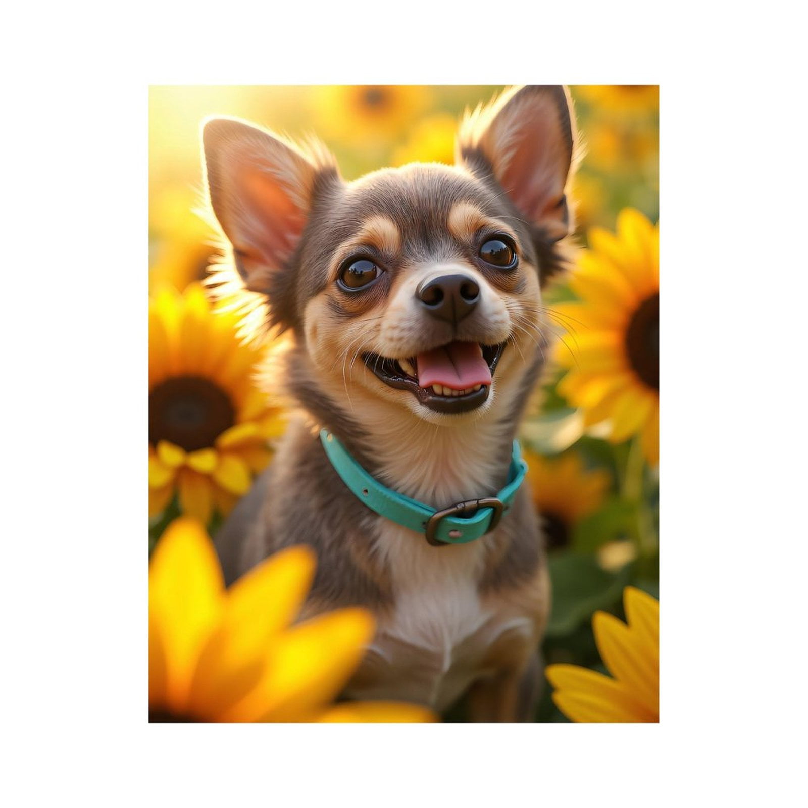 Paint By Numbers Kit for Adults Beginner - Dog Sunflowers Joyful Smile DIY Canvas Painting Kits for Adults, Frameless Paint By Number for Adults for Home Wall Decor 16x20 Inch