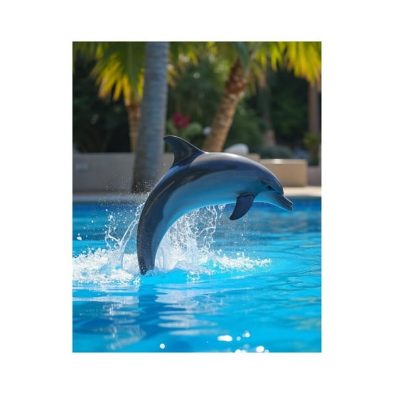 Paint By Numbers Kit for Adults Beginner - Dolphin Jumping Tropical Pool DIY Canvas Painting Kits for Adults, Frameless Paint By Number for Adults for Home Wall Decor 16x20 Inch