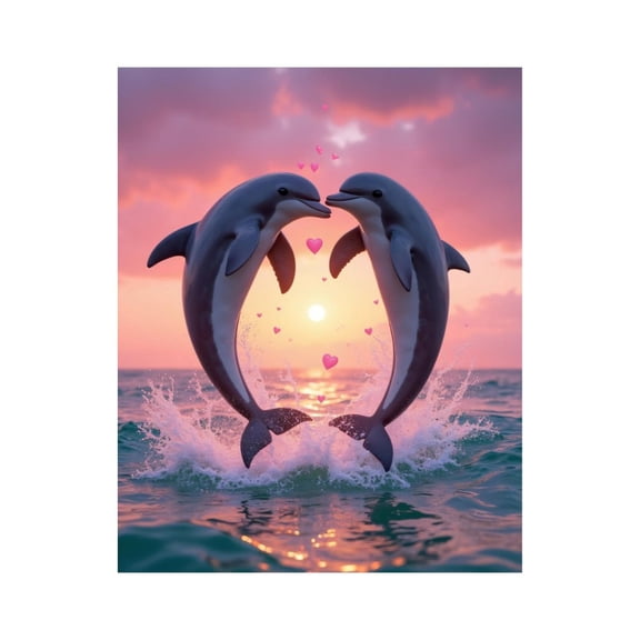 Paint By Numbers Kit for Adults Beginner - Dolphins Sunset Ocean Romance DIY Canvas Painting Kits for Adults, Frameless Paint By Number for Adults for Home Wall Decor 16x20 Inch