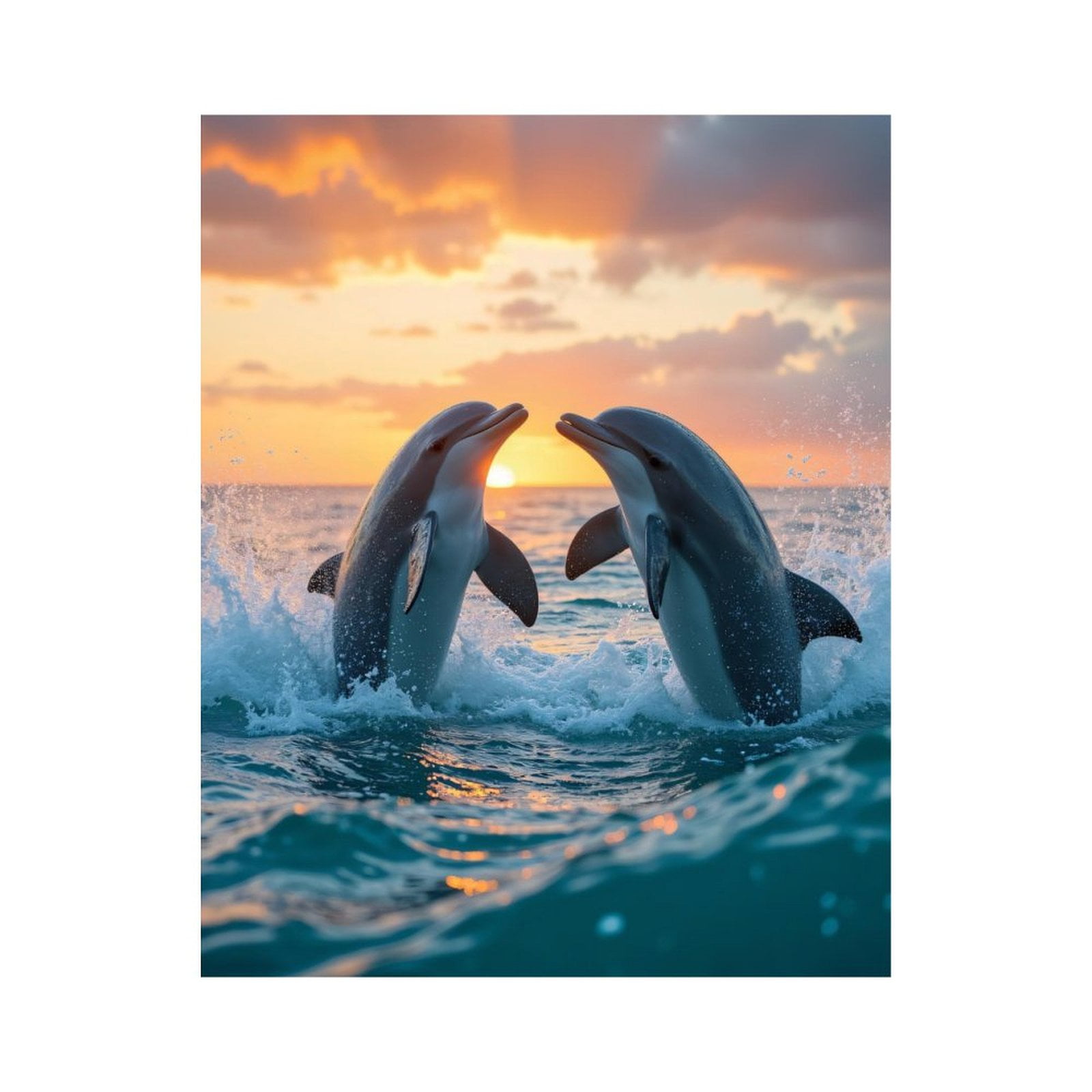 Paint By Numbers Kit for Adults Beginner - Dolphins Sunset Ocean Splashing Waves DIY Canvas Painting Kits for Adults, Frameless Paint By Number for Adults for Home Wall Decor 16x20 Inch