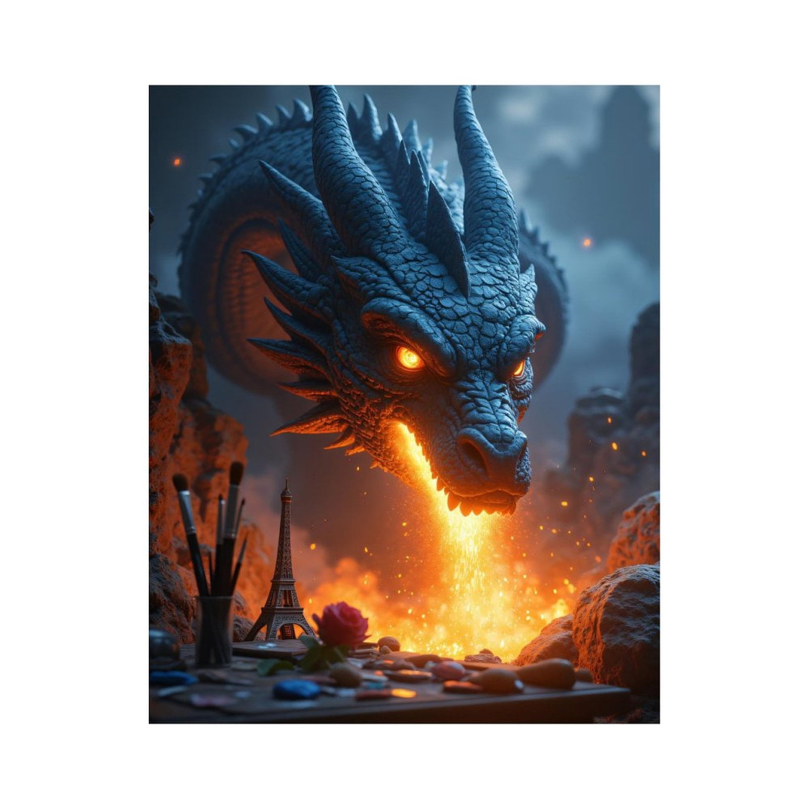 Paint By Numbers Kit for Adults Beginner - Dragon Fiery Breath Art Scene DIY Canvas Painting Kits for Adults, Frameless Paint By Number for Adults for Home Wall Decor 16x20 Inch