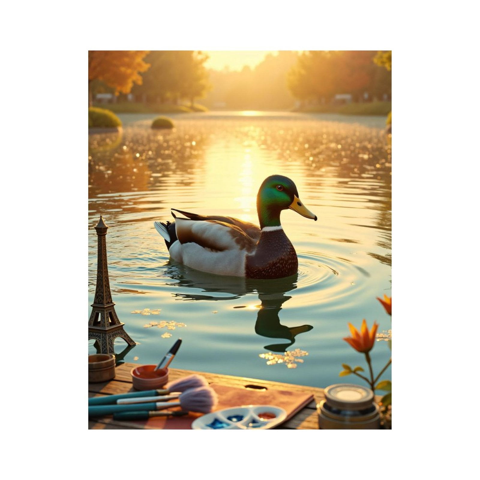 Paint By Numbers Kit for Adults Beginner - Duck Sunset Lake Art Supplies DIY Canvas Painting Kits for Adults, Frameless Paint By Number for Adults for Home Wall Decor 16x20 Inch