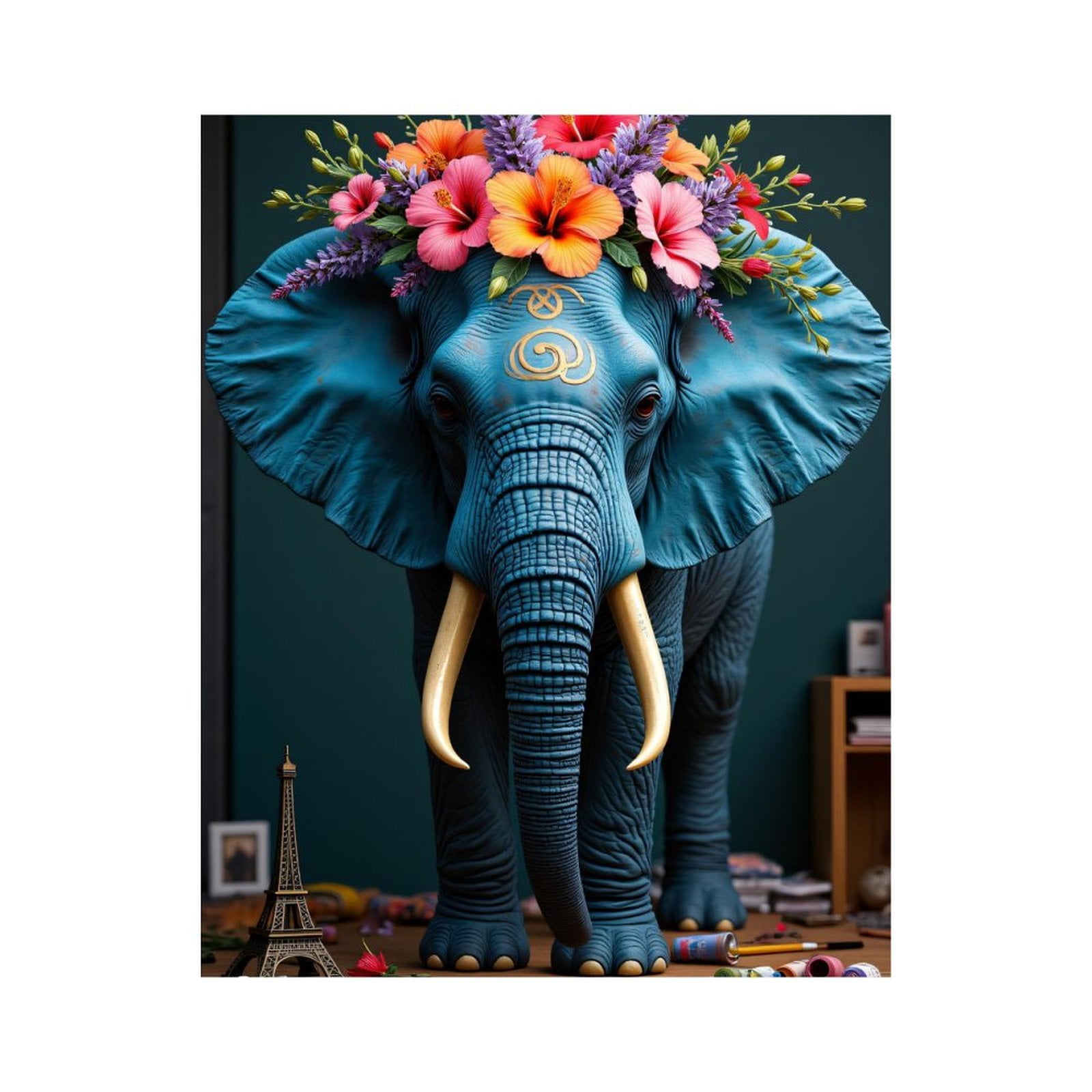 Paint By Numbers Kit for Adults Beginner - Elephant Floral Art Scene DIY Canvas Painting Kits for Adults, Frameless Paint By Number for Adults for Home Wall Decor 16x20 Inch