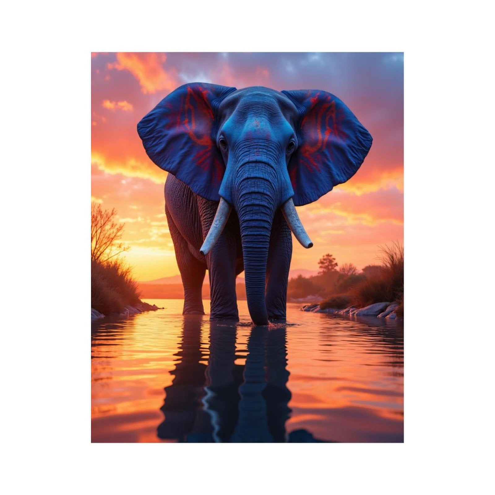 Paint By Numbers Kit for Adults Beginner - Elephant Sunset Reflection Watercolor DIY Canvas Painting Kits for Adults, Frameless Paint By Number for Adults for Home Wall Decor 16x20 Inch