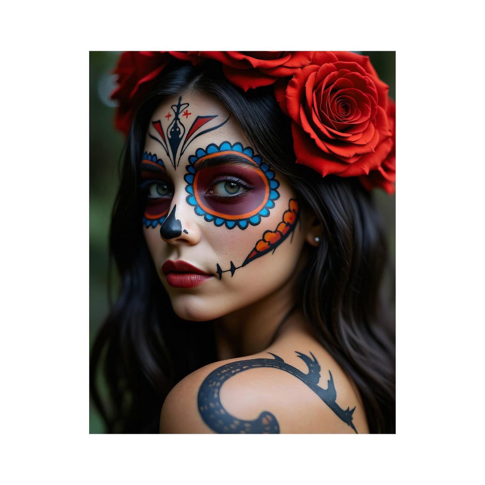 Paint By Numbers Kit for Adults Beginner - Face Paint Red Roses Tattoo Art DIY Canvas Painting Kits for Adults, Frameless Paint By Number for Adults for Home Wall Decor 16x20 Inch