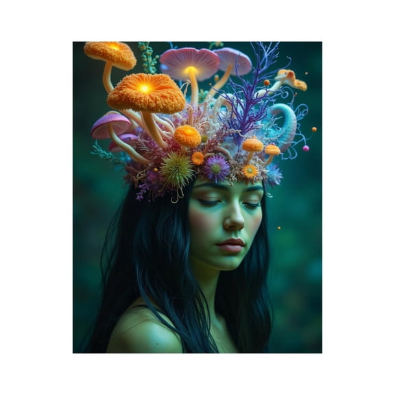 Paint By Numbers Kit for Adults Beginner - Fantasy Mushroom Crown Portrait DIY Canvas Painting Kits for Adults, Frameless Paint By Number for Adults for Home Wall Decor 16x20 Inch