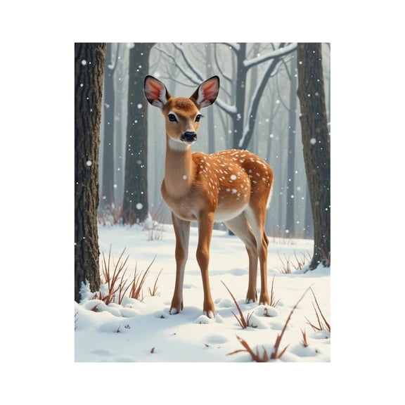 Paint By Numbers Kit for Adults Beginner - Fawn Snowy Forest Winter Scene DIY Canvas Painting Kits for Adults, Frameless Paint By Number for Adults for Home Wall Decor 16x20 Inch