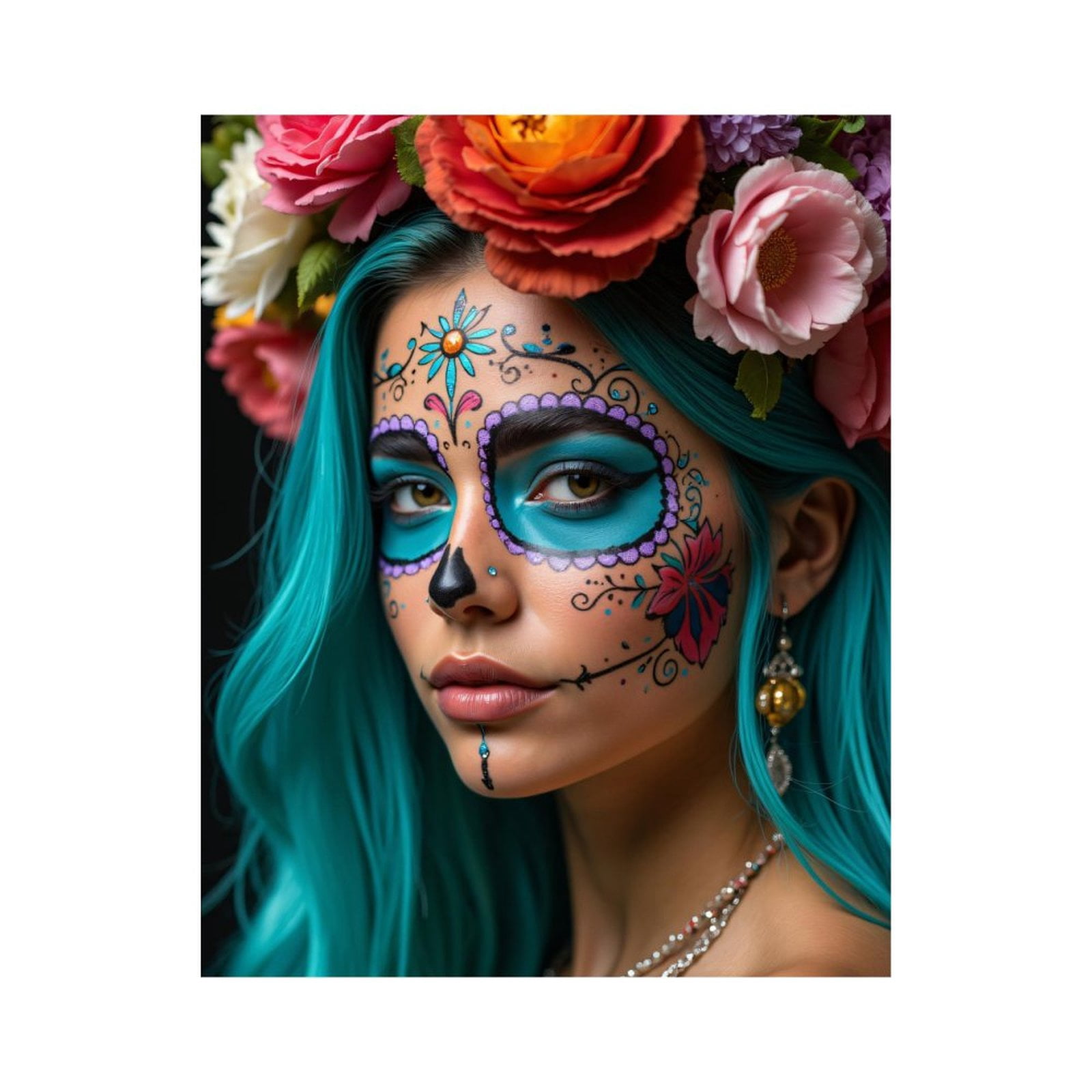 Paint By Numbers Kit for Adults Beginner - Festive Face Art Floral Crown DIY Canvas Painting Kits for Adults, Frameless Paint By Number for Adults for Home Wall Decor 16x20 Inch