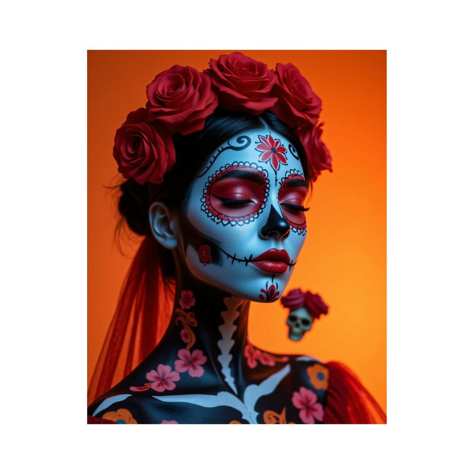 Paint By Numbers Kit for Adults Beginner - Festive Skull Makeup Roses Art DIY Canvas Painting Kits for Adults, Frameless Paint By Number for Adults for Home Wall Decor 16x20 Inch