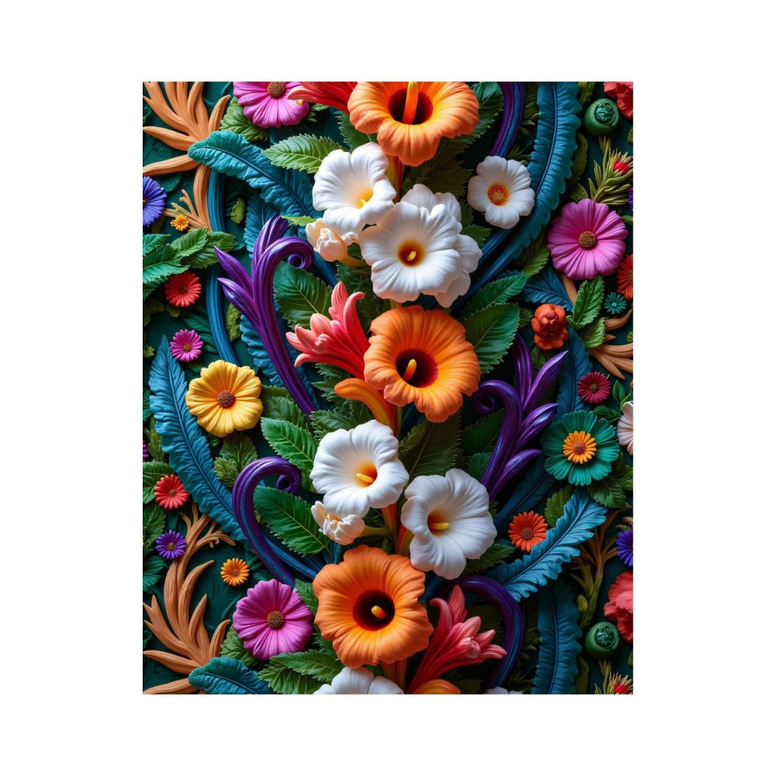 Paint By Numbers Kit for Adults Beginner - Floral Art Colorful Leaves Pattern DIY Canvas Painting Kits for Adults, Frameless Paint By Number for Adults for Home Wall Decor 16x20 Inch