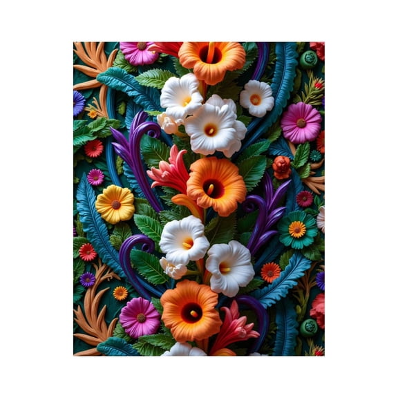 Paint By Numbers Kit for Adults Beginner - Floral Art Colorful Leaves Pattern DIY Canvas Painting Kits for Adults, Frameless Paint By Number for Adults for Home Wall Decor 16x20 Inch