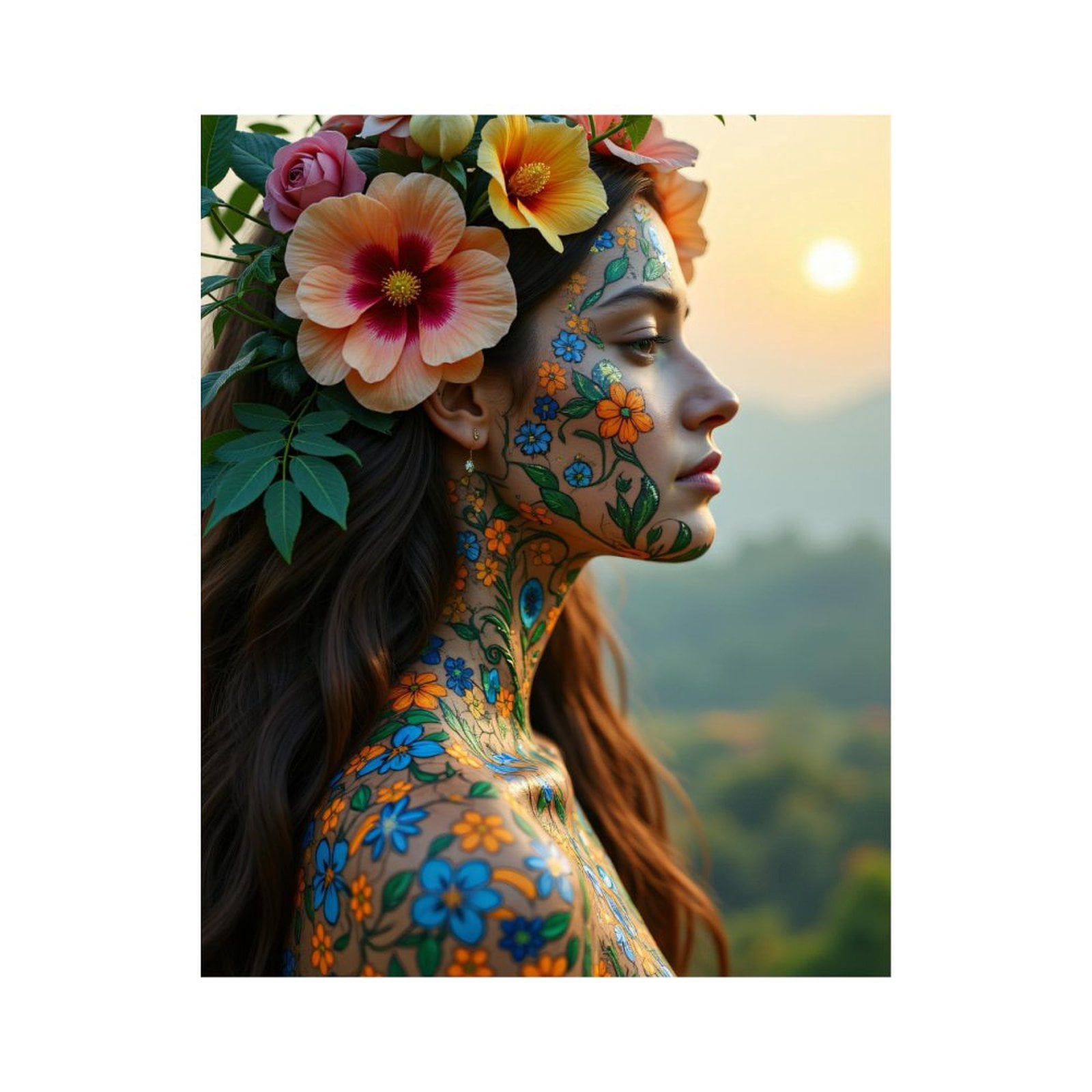 Paint By Numbers Kit for Adults Beginner - Floral Art Nature Portrait Woman DIY Canvas Painting Kits for Adults, Frameless Paint By Number for Adults for Home Wall Decor 16x20 Inch