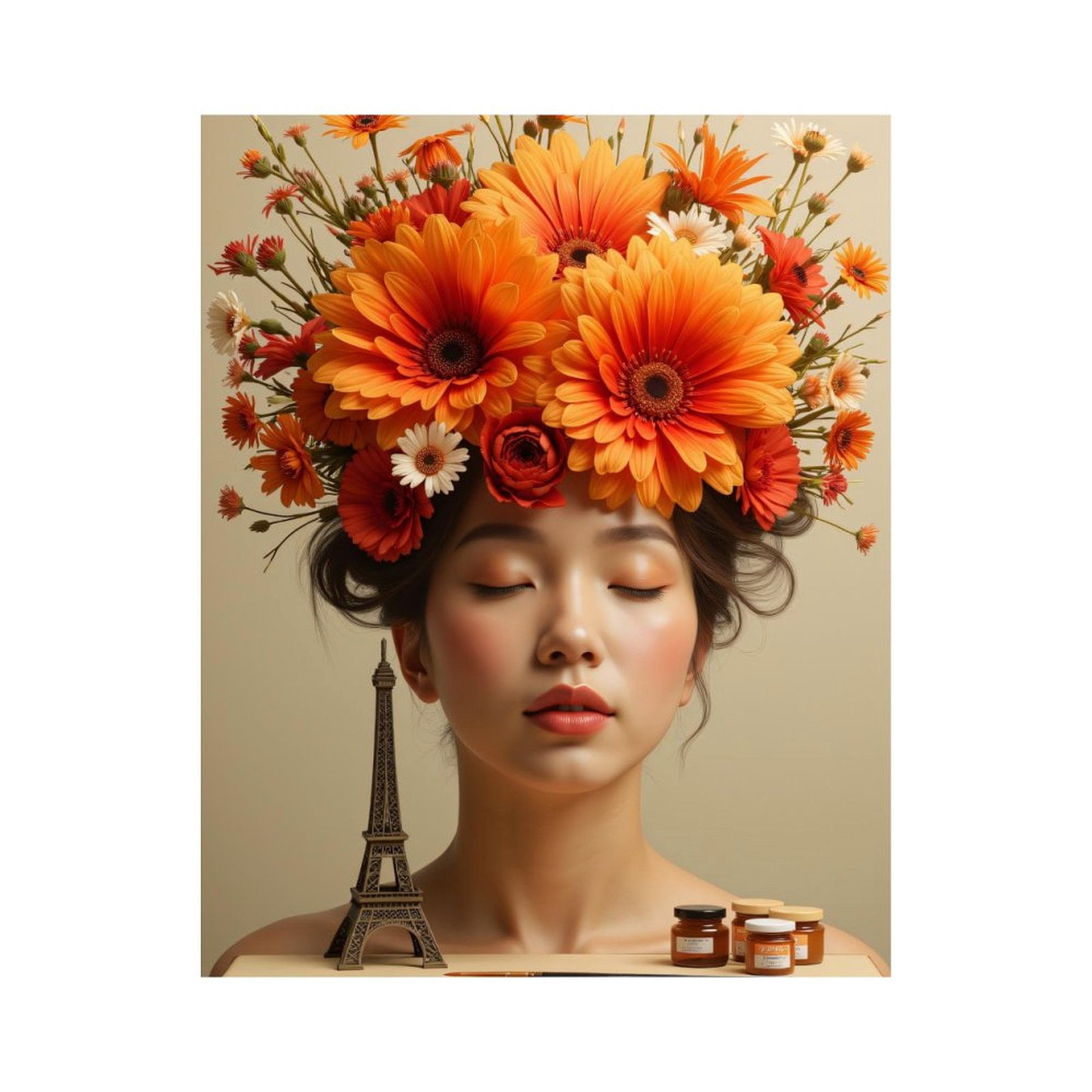 Paint By Numbers Kit for Adults Beginner - Floral Art Parisian Elegance DIY Canvas Painting Kits for Adults, Frameless Paint By Number for Adults for Home Wall Decor 16x20 Inch