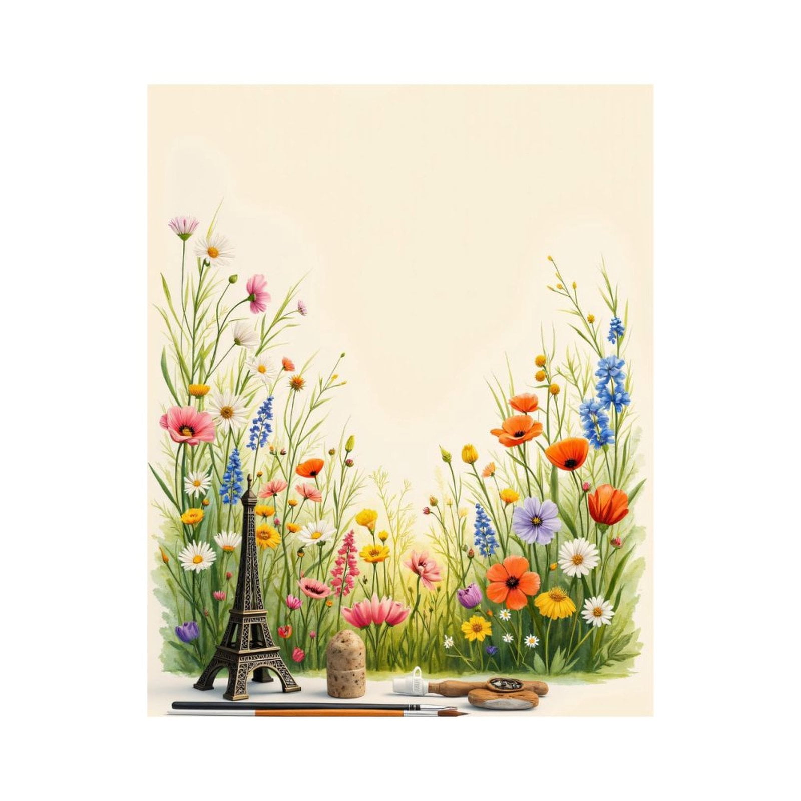 Paint By Numbers Kit for Adults Beginner - Floral Garden Art Tools Paris Eiffel DIY Canvas Painting Kits for Adults, Frameless Paint By Number for Adults for Home Wall Decor 16x20 Inch