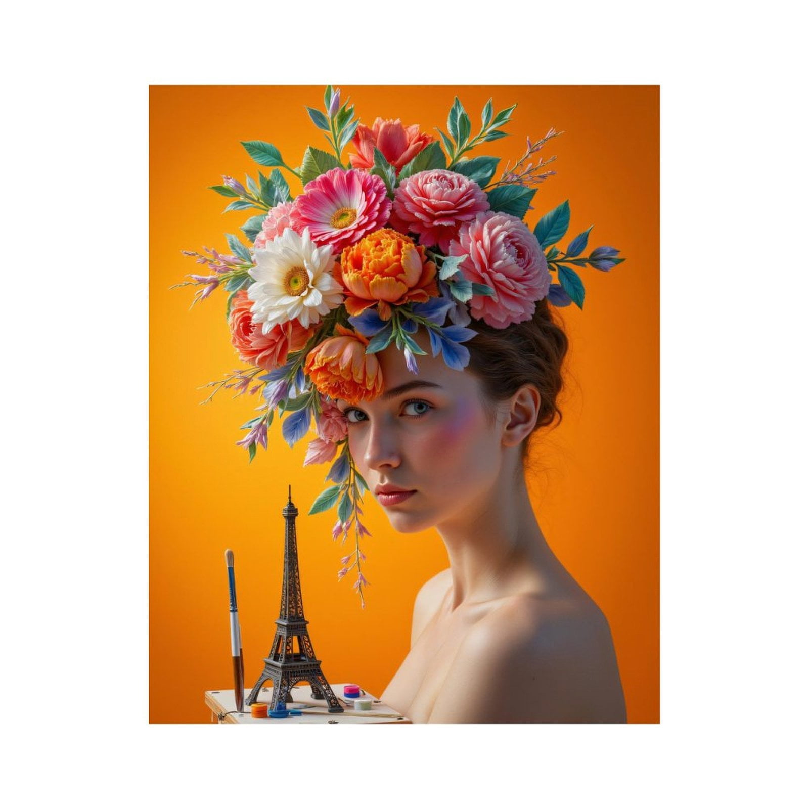 Paint By Numbers Kit for Adults Beginner - Floral Headpiece Art Brushes Paris DIY Canvas Painting Kits for Adults, Frameless Paint By Number for Adults for Home Wall Decor 16x20 Inch