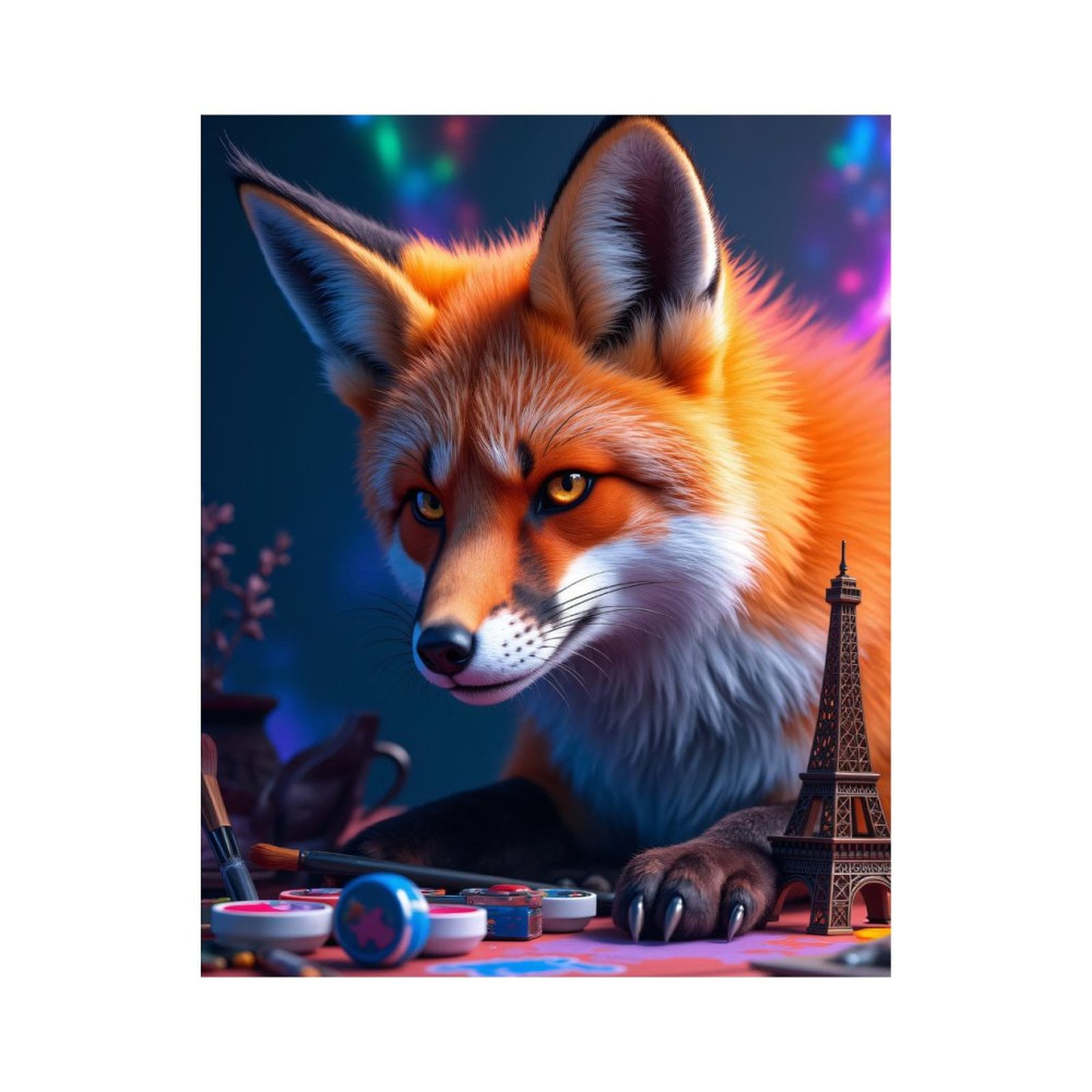 Paint By Numbers Kit for Adults Beginner - Fox Creative Art Supplies Eiffel DIY Canvas Painting Kits for Adults, Frameless Paint By Number for Adults for Home Wall Decor 16x20 Inch