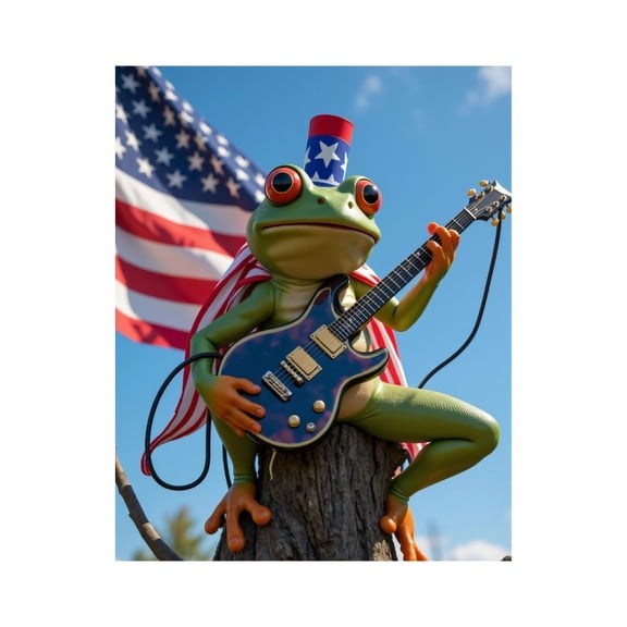 Paint By Numbers Kit for Adults Beginner - Frog Playing Guitar Patriotic Style DIY Canvas Painting Kits for Adults, Frameless Paint By Number for Adults for Home Wall Decor 16x20 Inch