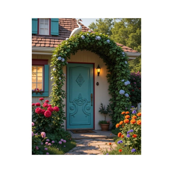 Paint By Numbers Kit for Adults Beginner - Garden Arch Vibrant Flowers Swan Door DIY Canvas Painting Kits for Adults, Frameless Paint By Number for Adults for Home Wall Decor 16x20 Inch