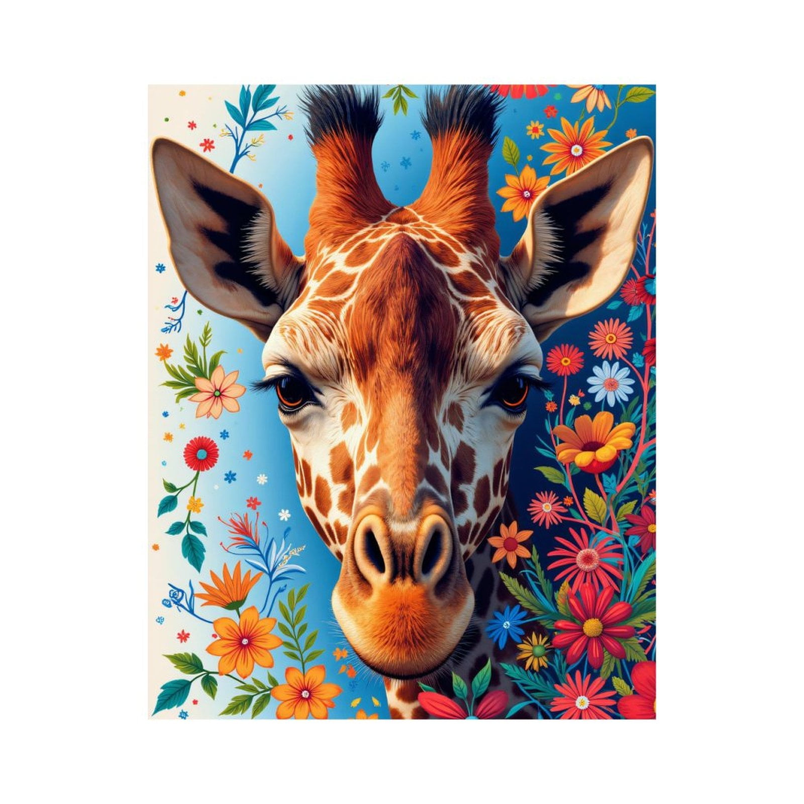 Paint By Numbers Kit for Adults Beginner - Giraffe Floral Art Vibrant Colors DIY Canvas Painting Kits for Adults, Frameless Paint By Number for Adults for Home Wall Decor 16x20 Inch