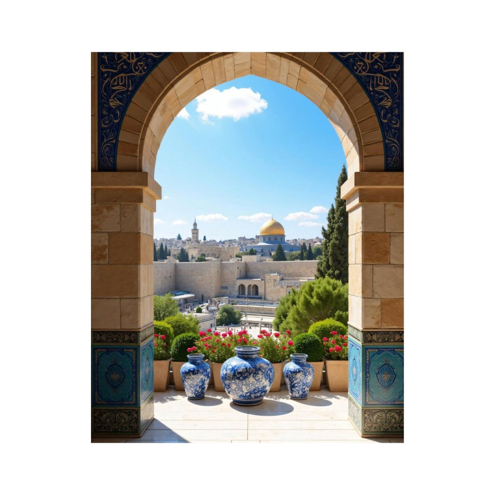 Paint By Numbers Kit for Adults Beginner - Golden Dome City View Archway DIY Canvas Painting Kits for Adults, Frameless Paint By Number for Adults for Home Wall Decor 16x20 Inch