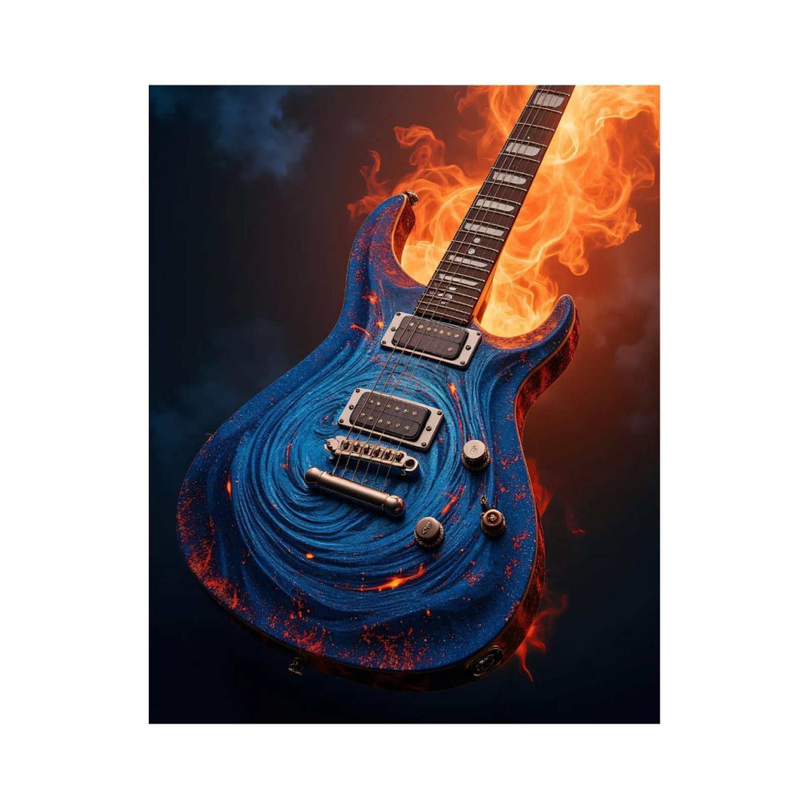 Paint By Numbers Kit for Adults Beginner - Guitar Flames Swirl Blue Art DIY Canvas Painting Kits for Adults, Frameless Paint By Number for Adults for Home Wall Decor 16x20 Inch