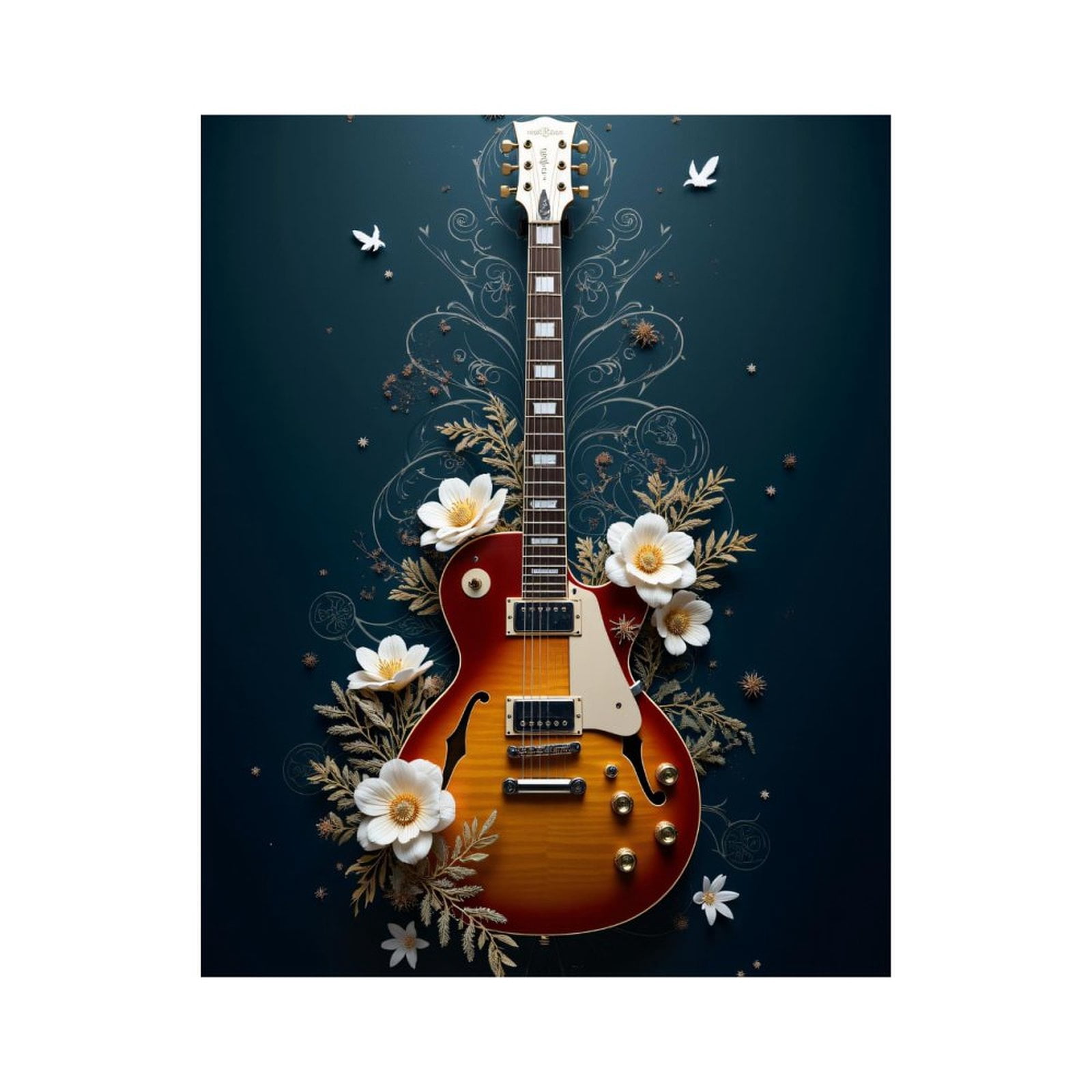 Paint By Numbers Kit for Adults Beginner - Guitar Floral Design Art Deco DIY Canvas Painting Kits for Adults, Frameless Paint By Number for Adults for Home Wall Decor 16x20 Inch