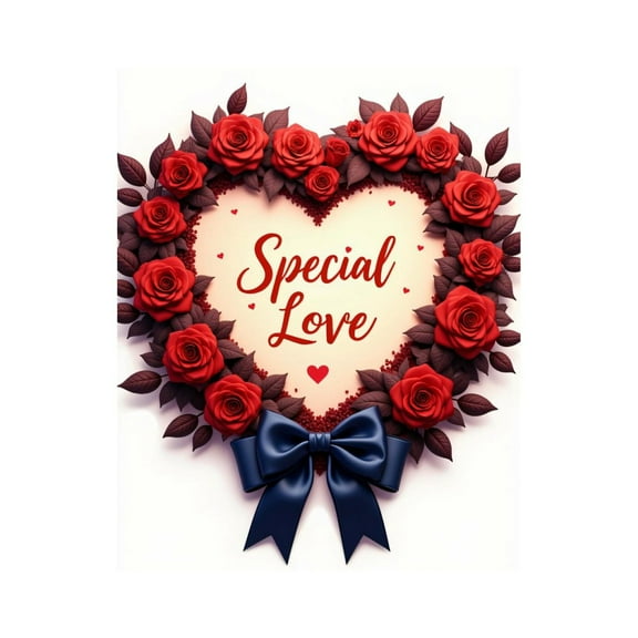 Paint By Numbers Kit for Adults Beginner - Heart Roses Blue Bow Romance DIY Canvas Painting Kits for Adults, Frameless Paint By Number for Adults for Home Wall Decor 16x20 Inch