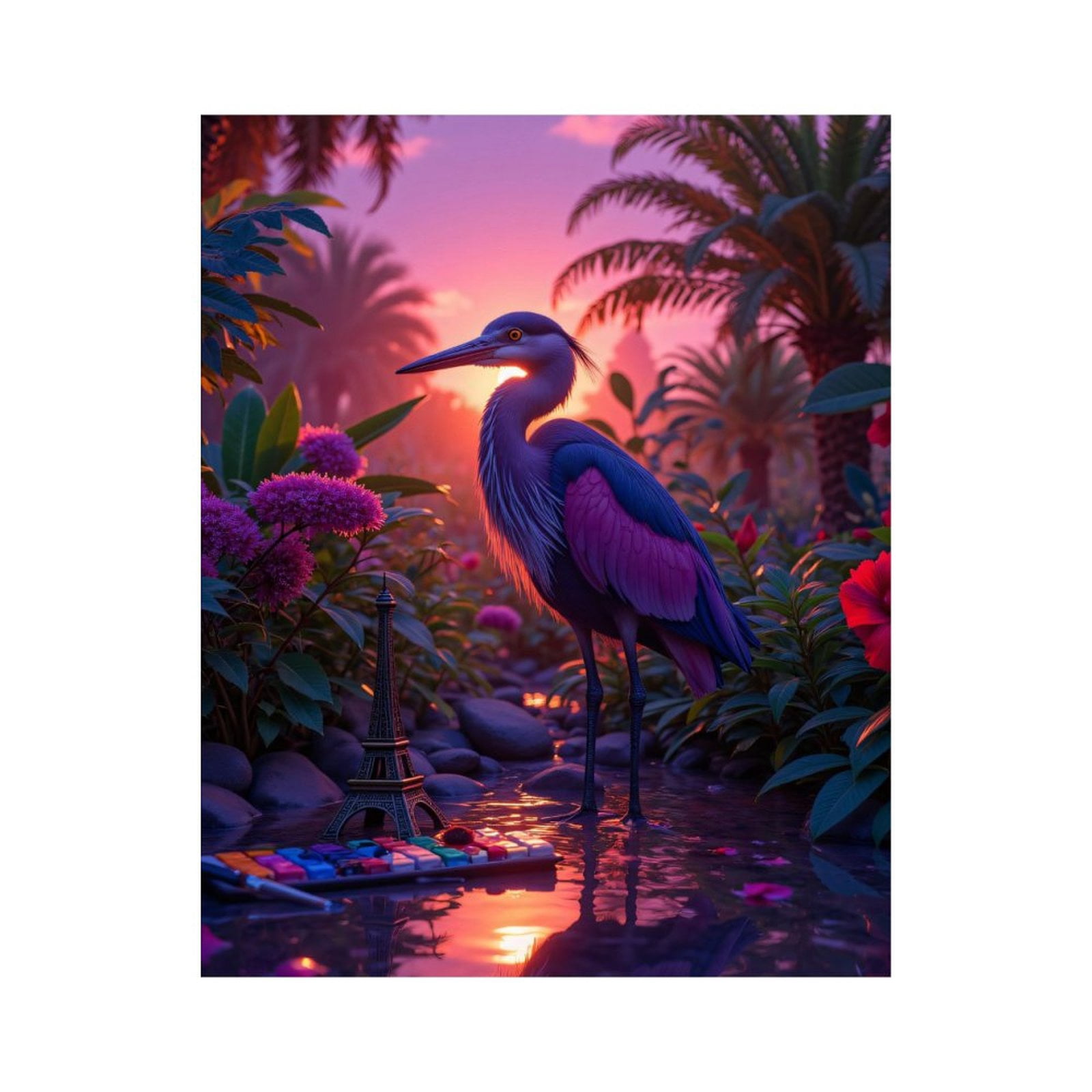 Paint By Numbers Kit for Adults Beginner - Heron Sunset Tropical Art Palette DIY Canvas Painting Kits for Adults, Frameless Paint By Number for Adults for Home Wall Decor 16x20 Inch