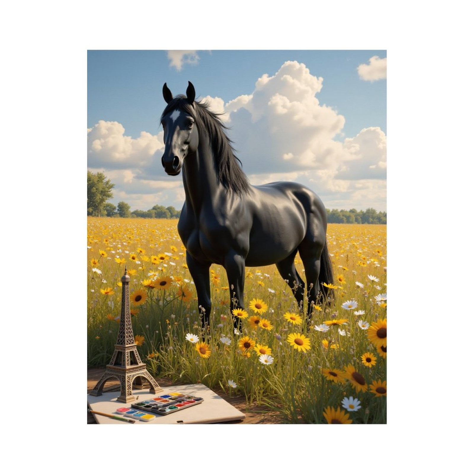 Paint By Numbers Kit for Adults Beginner - Horse Field Painting Tower DIY Canvas Painting Kits for Adults, Frameless Paint By Number for Adults for Home Wall Decor 16x20 Inch